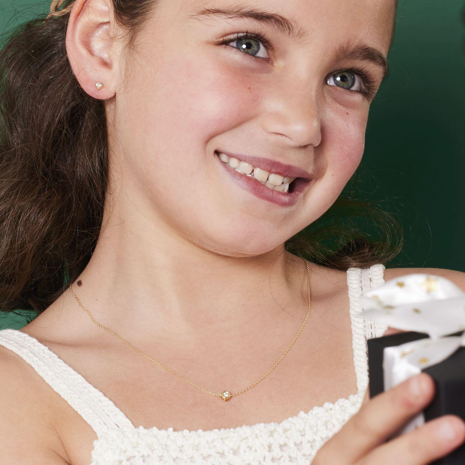 Collar de Oro 18kt Punto de Luz en Circon-3