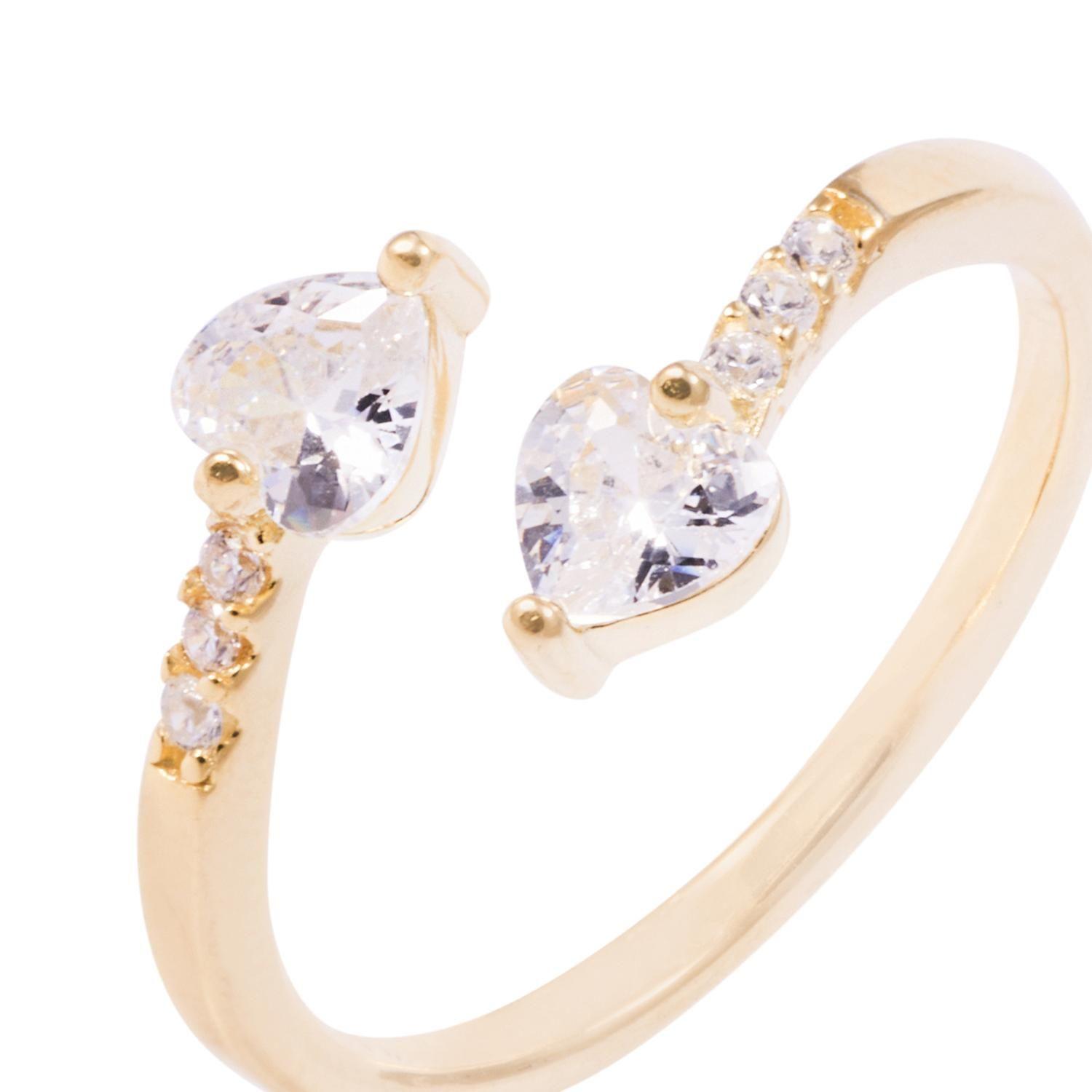 Anillo Revestido en Oro 18kt Tu y Yo con Circones-1
