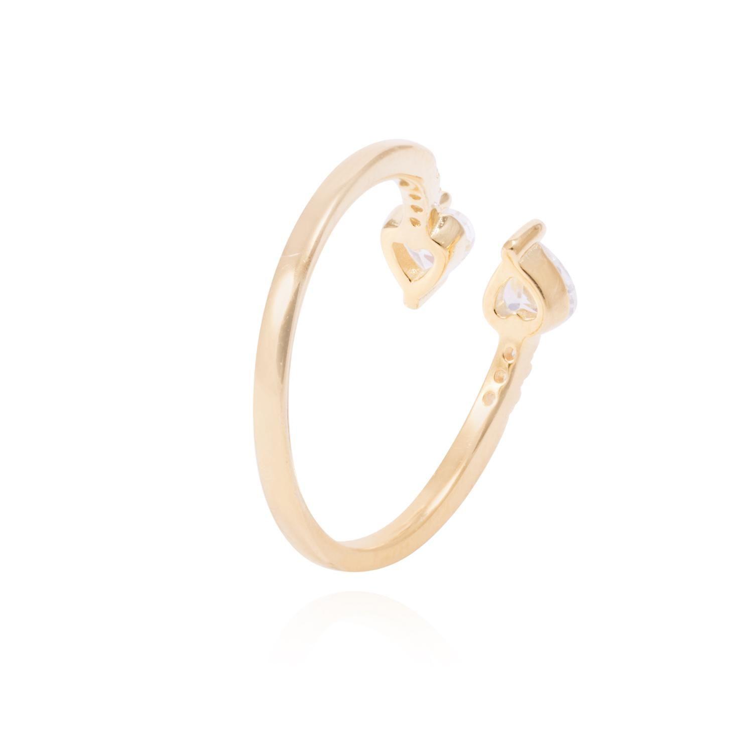 Anillo Revestido en Oro 18kt Tu y Yo con Circones-2