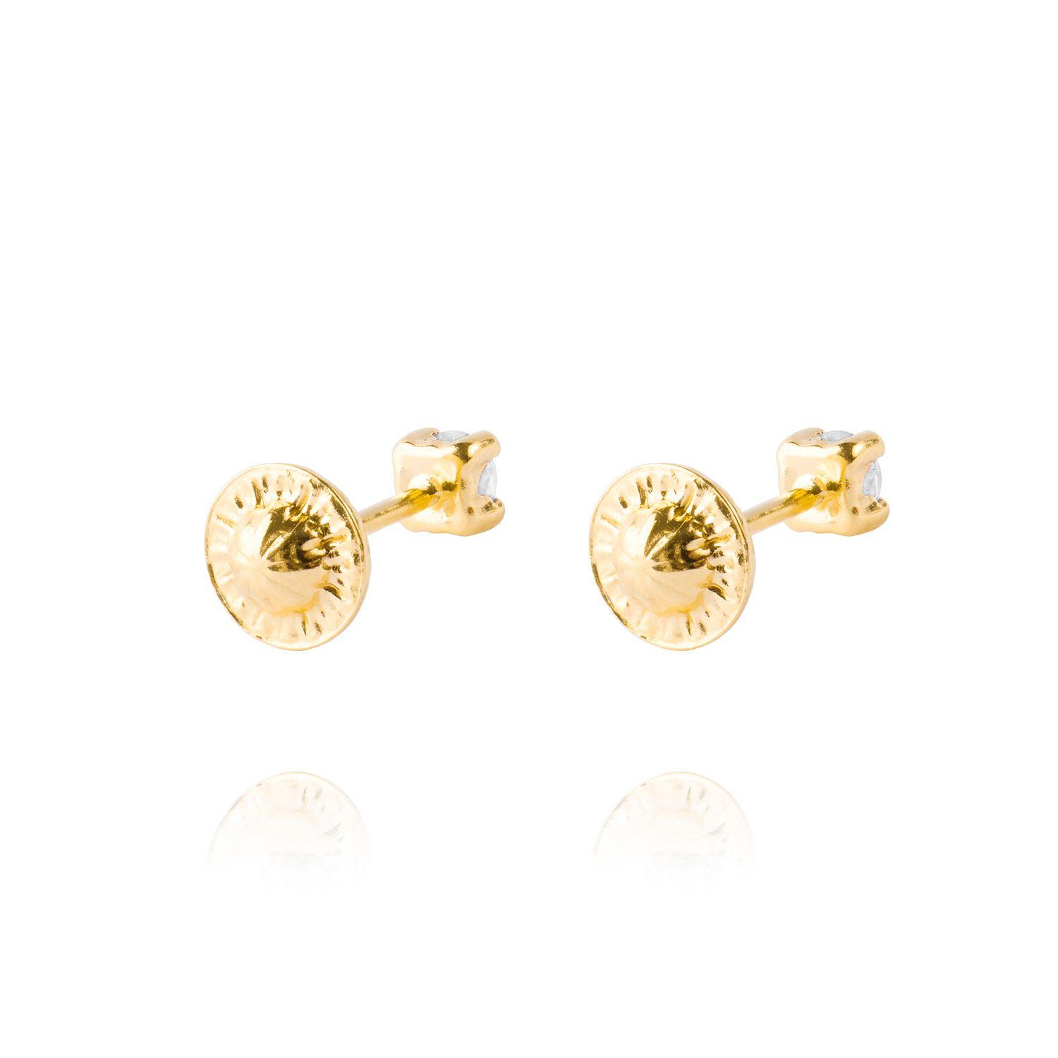 Aros de Oro 9kt Circon Mediano 4 Grifas-2