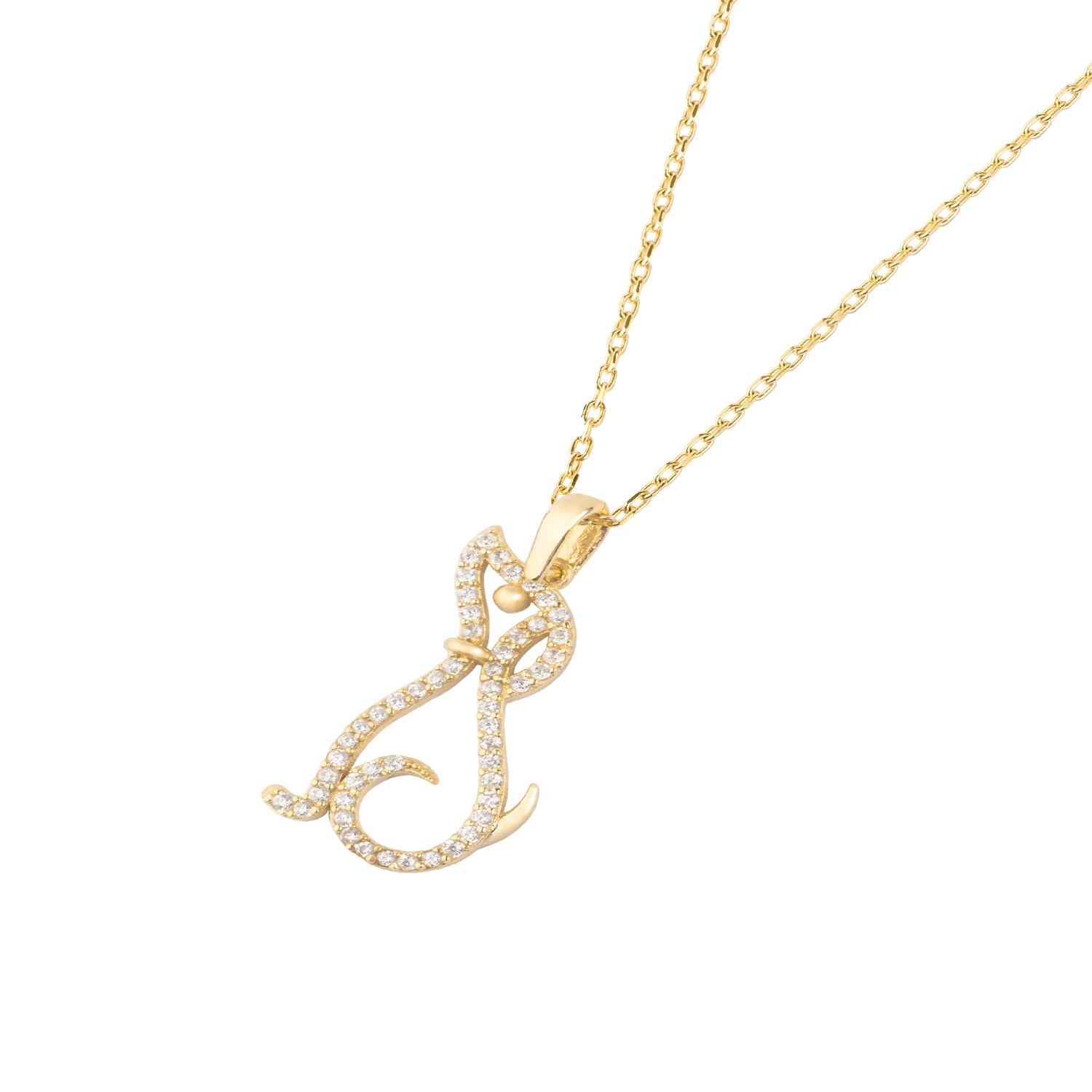 Collar de Plata Esterlina 925 Perrito Circon Revestido en Oro 18kt-1