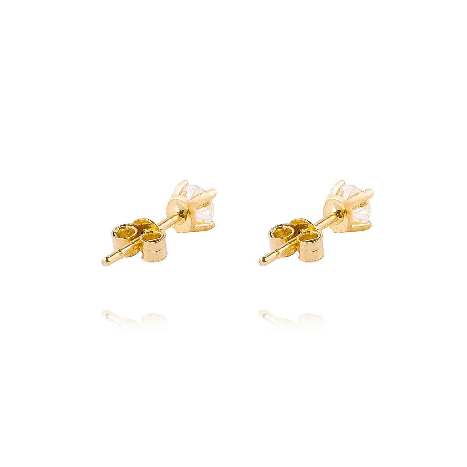 Aros de Oro 18kt Circon 3mm Cuatro Grifas-2
