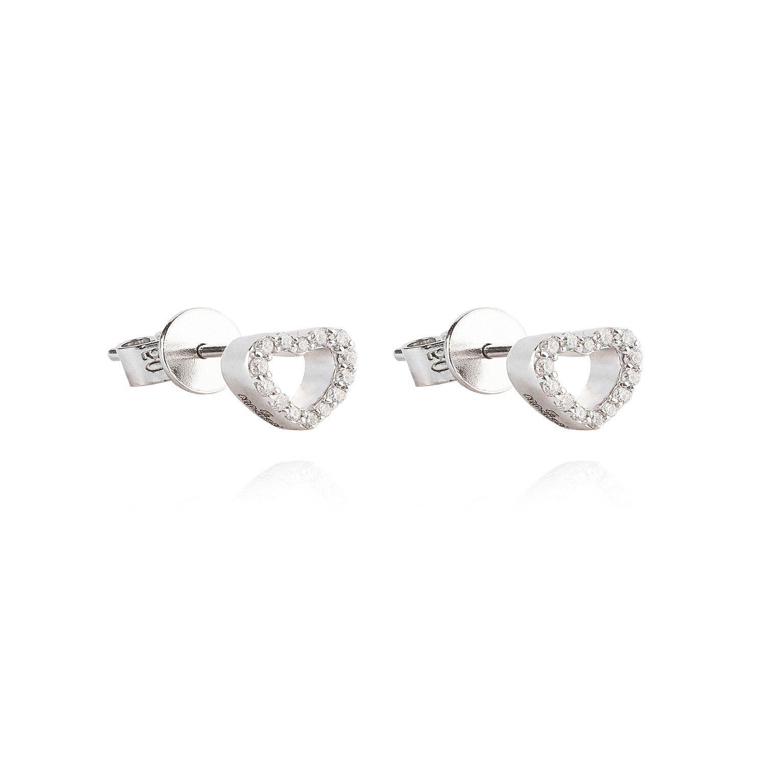 Aros Oro Blanco 18kt Corazón con Diamantes 14pts Total SI/H-2