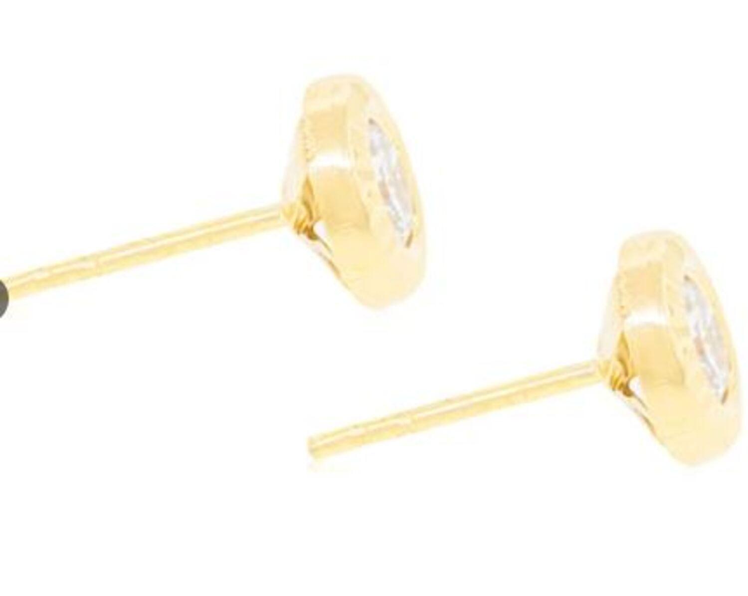 Aros de Oro 18kt Circulo Tallado con Circón-2