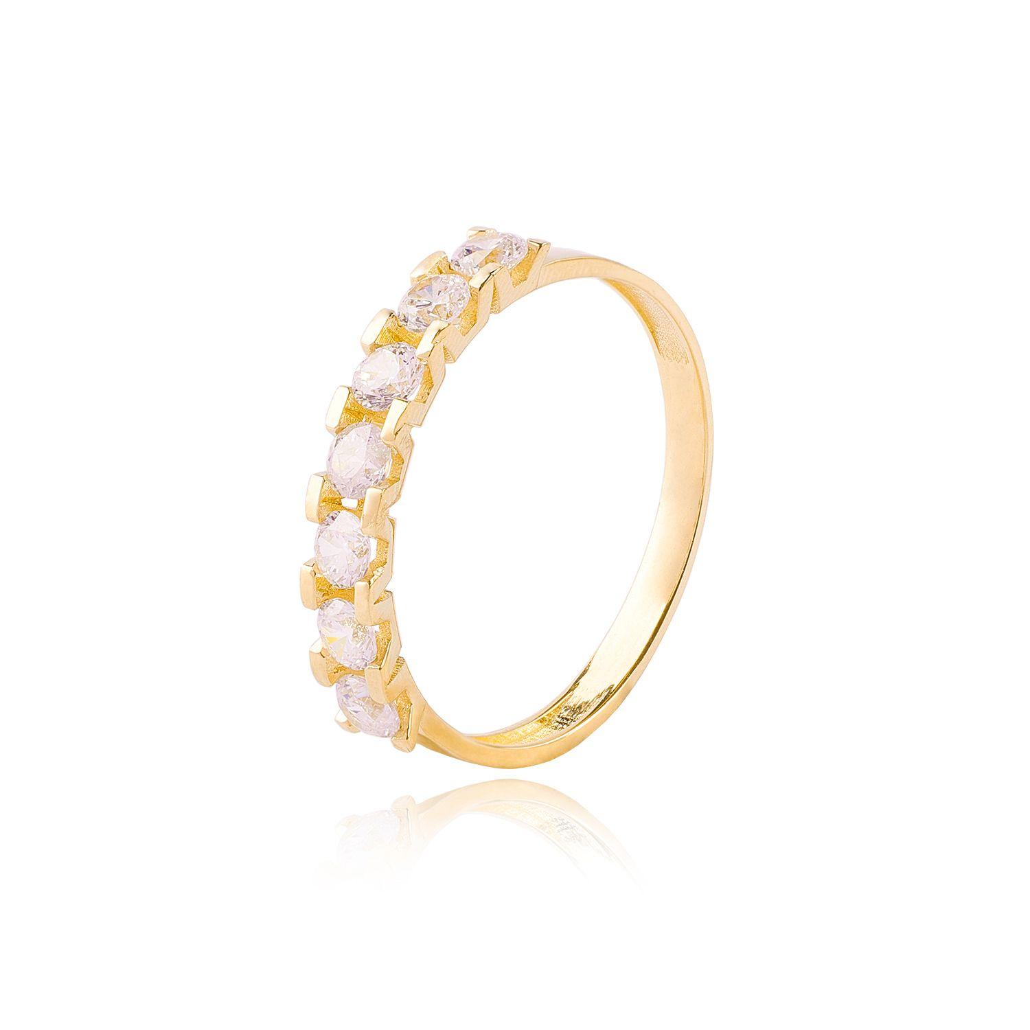 Anillos de Oro 18kt Modelo 1/2 Cintillo Circón.-0