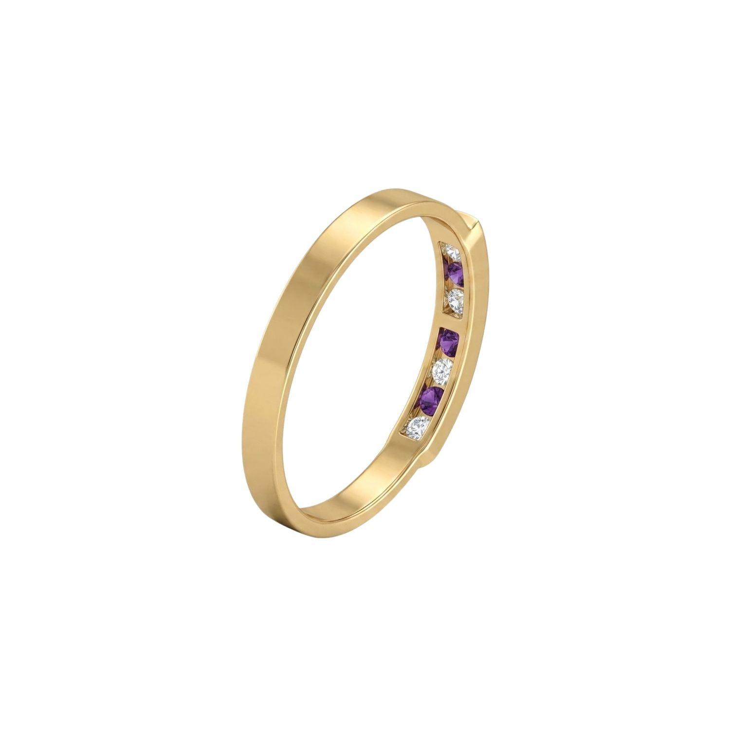 Anillo Oro Miel 18kt Armonía con Amatistas y Circonitas-2