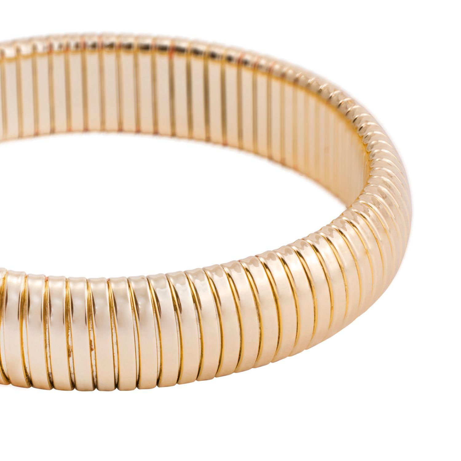 Pulsera de Plata Esterlina 925 Brazalete liso Bañado en Oro 14kt-1