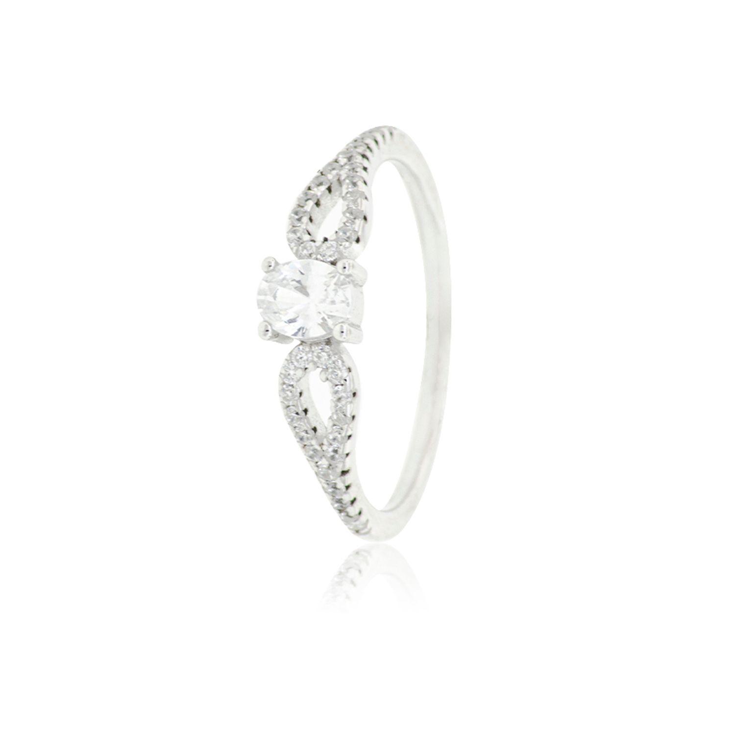Anillo de Plata Esterlina 925 Solitario en Gota-0