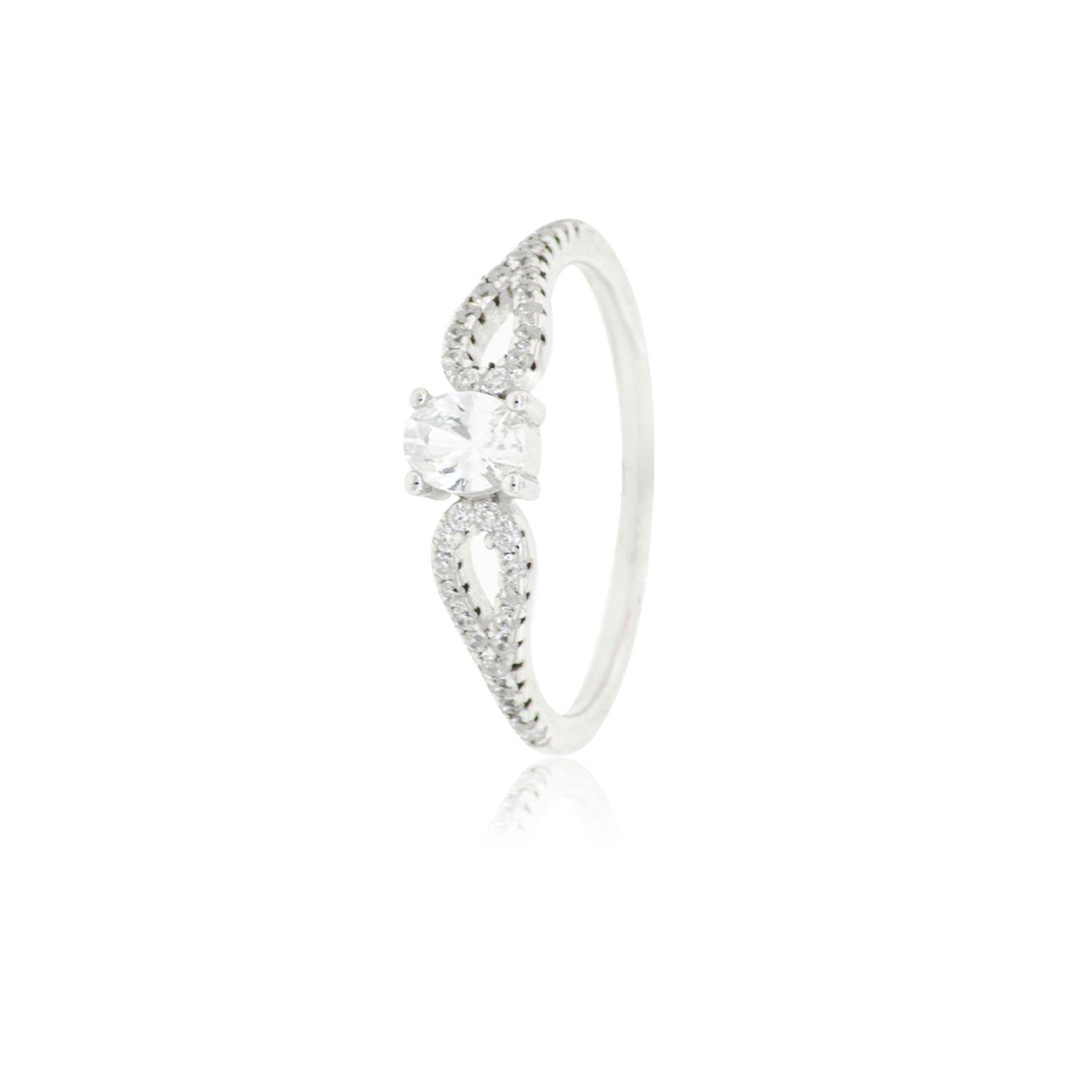 Anillo de Plata Esterlina 925 Solitario en Gota-2