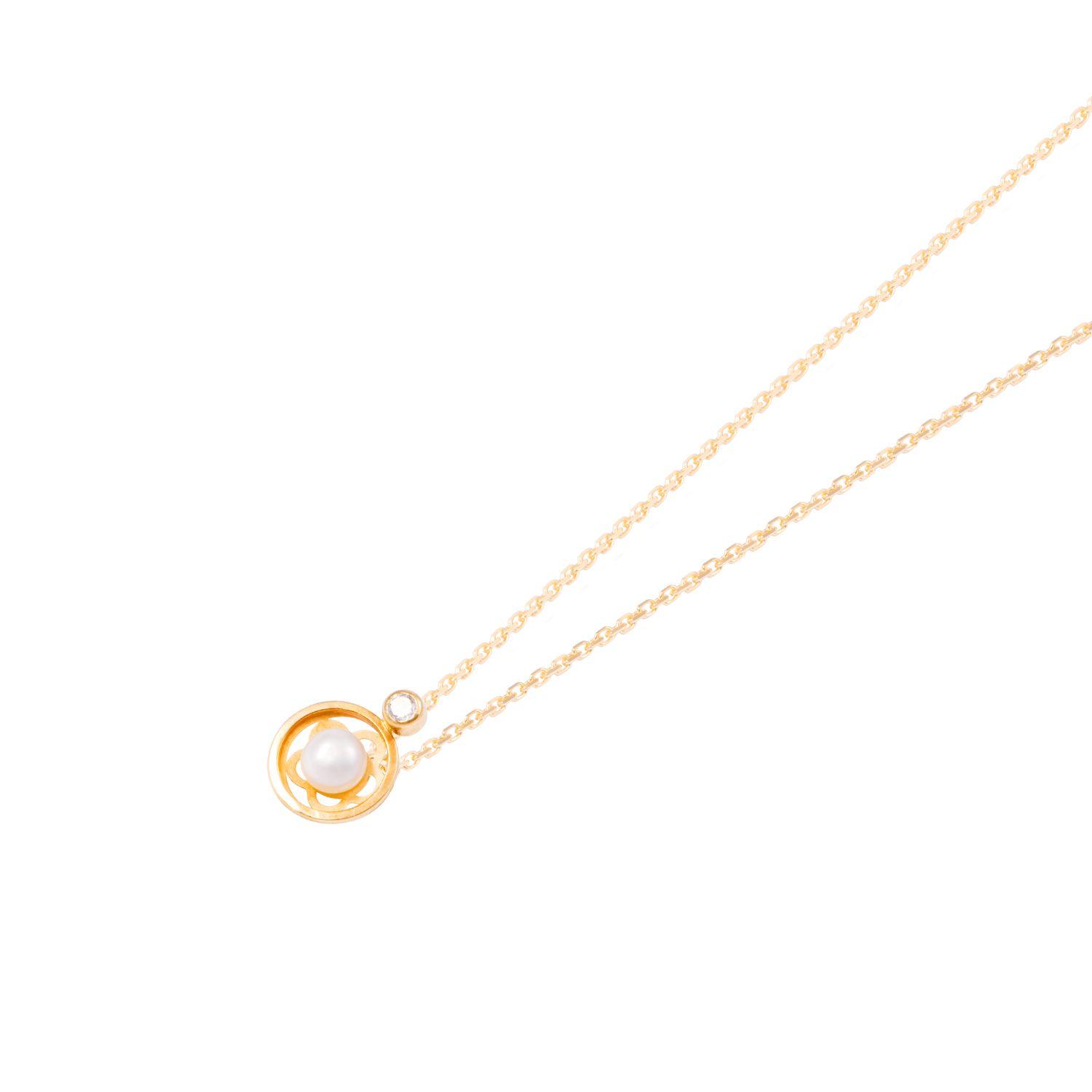Colgante Oro Amarillo 18kt Perla Cultivada 4 mm Diseño Flor-1