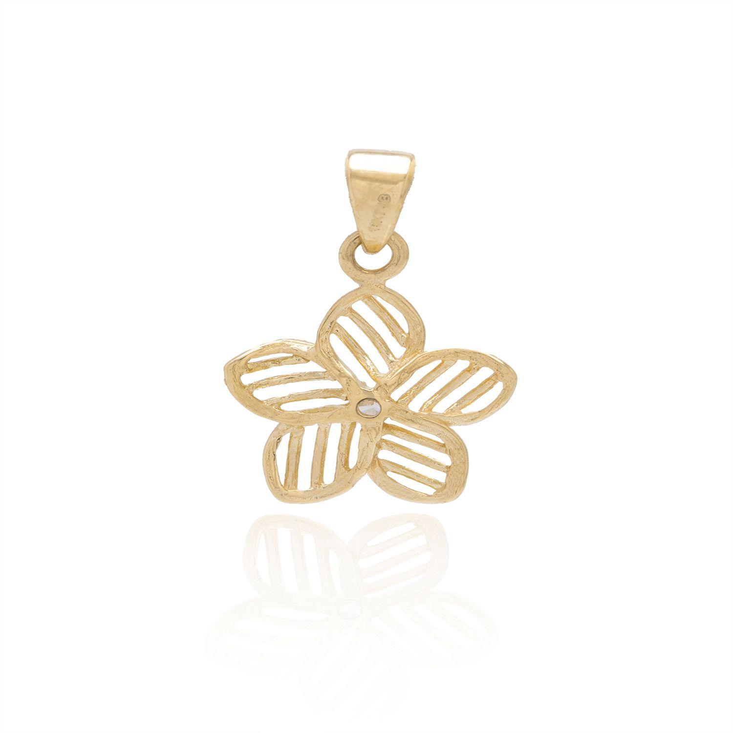 Colgante de Oro 18kt Flor Circonita Central-2