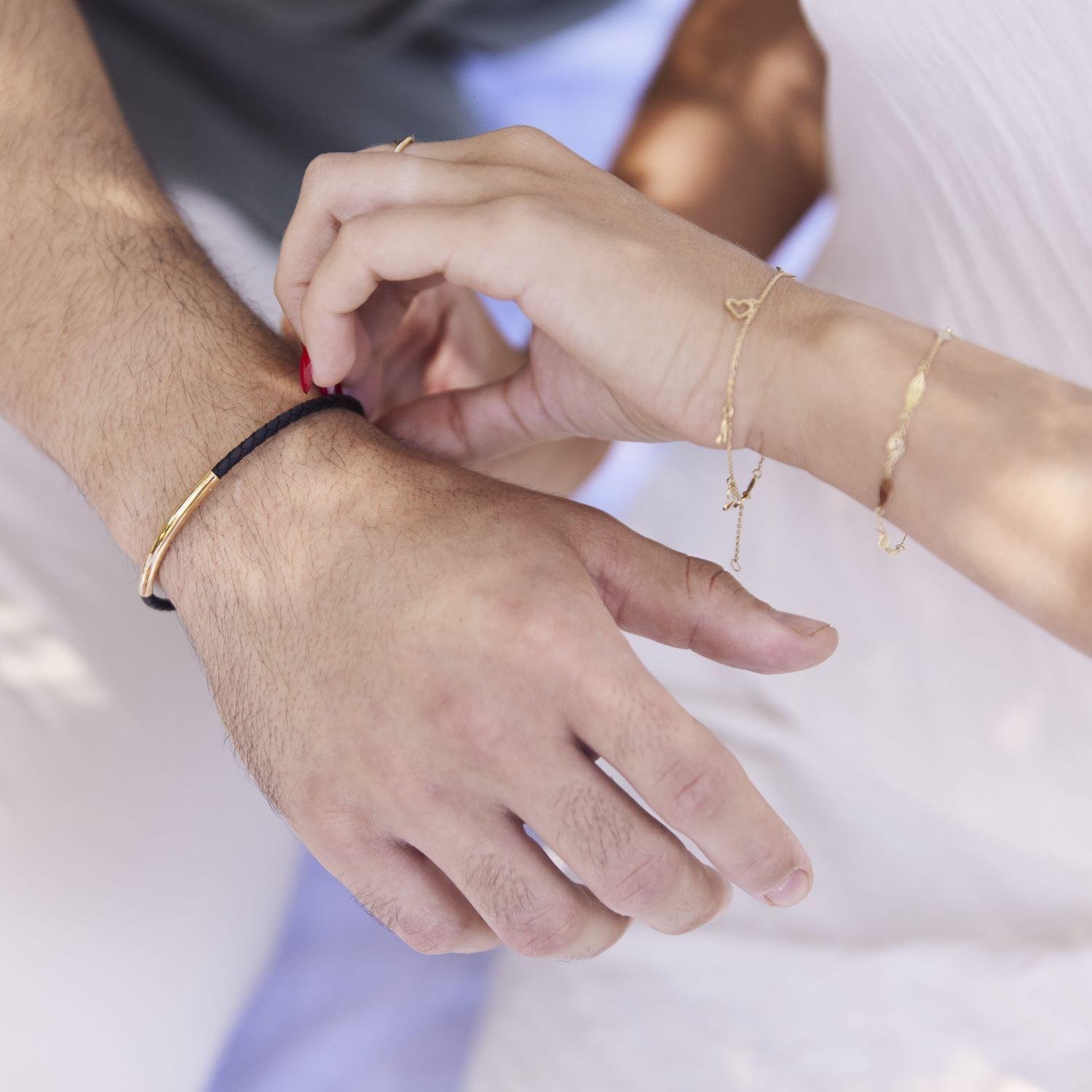 Pulsera de Oro 18kt Cuero Redondo-3