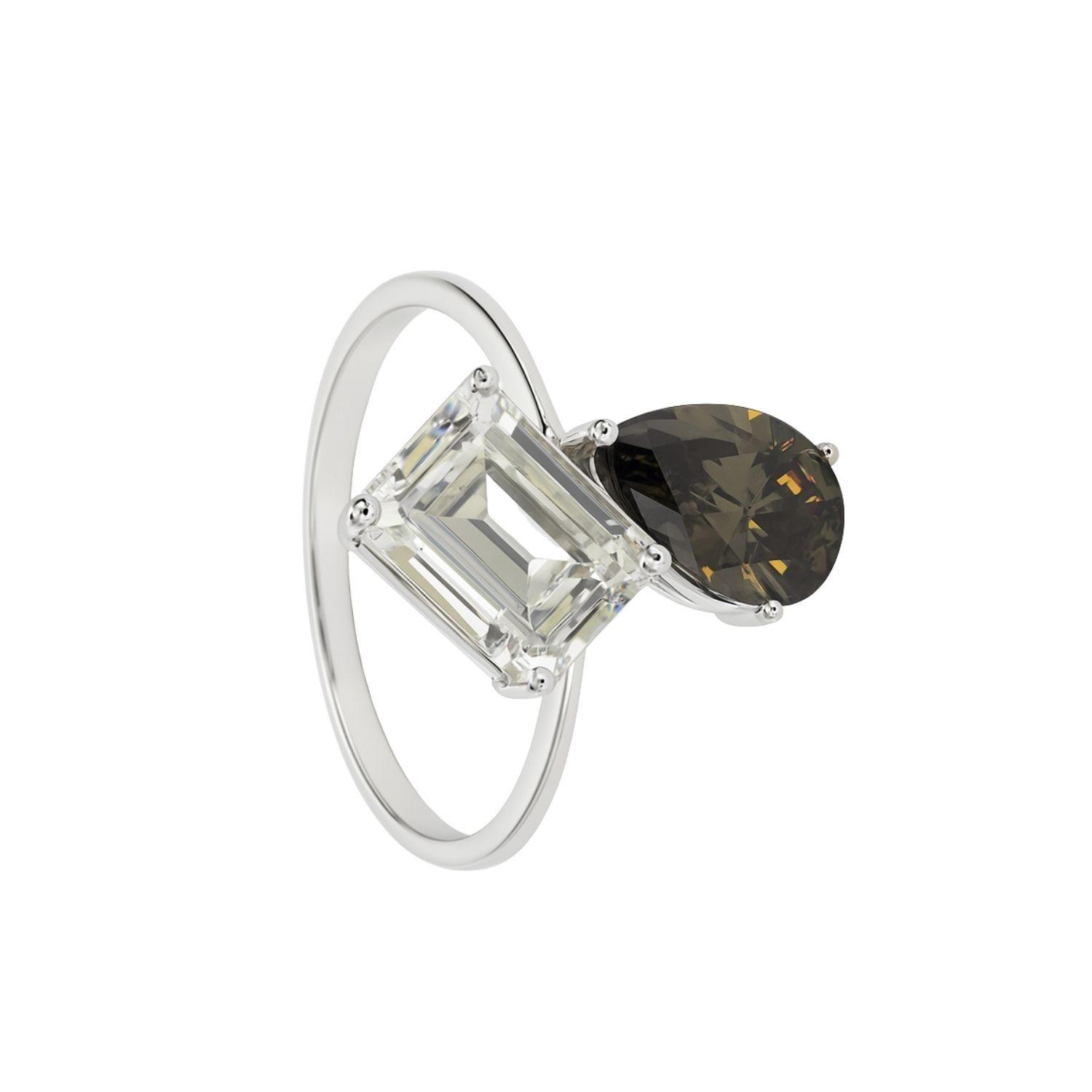 Anillo de Plata Esterlina 925 Champagne con Circonita-2