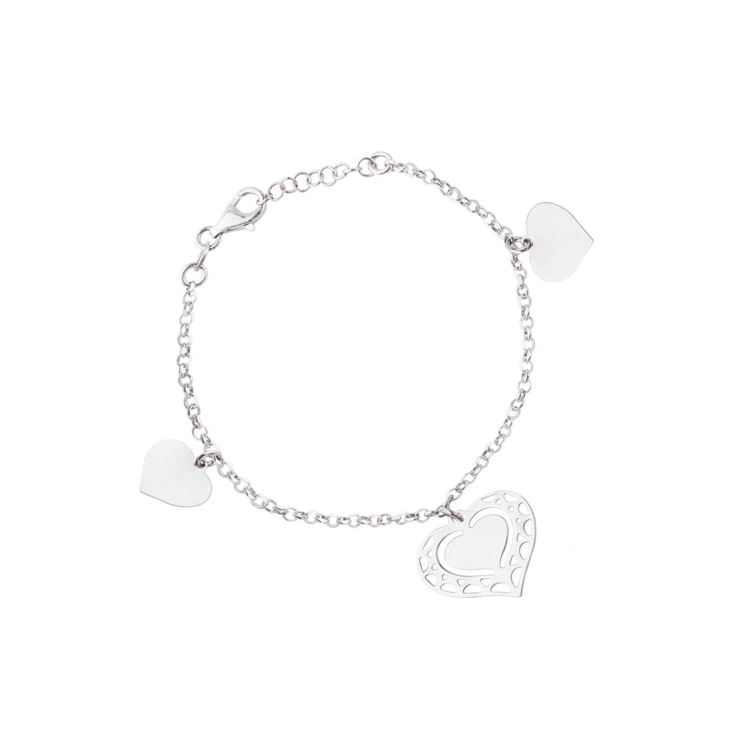 Pulsera de Plata Esterlina 925 Trio Corazones-2