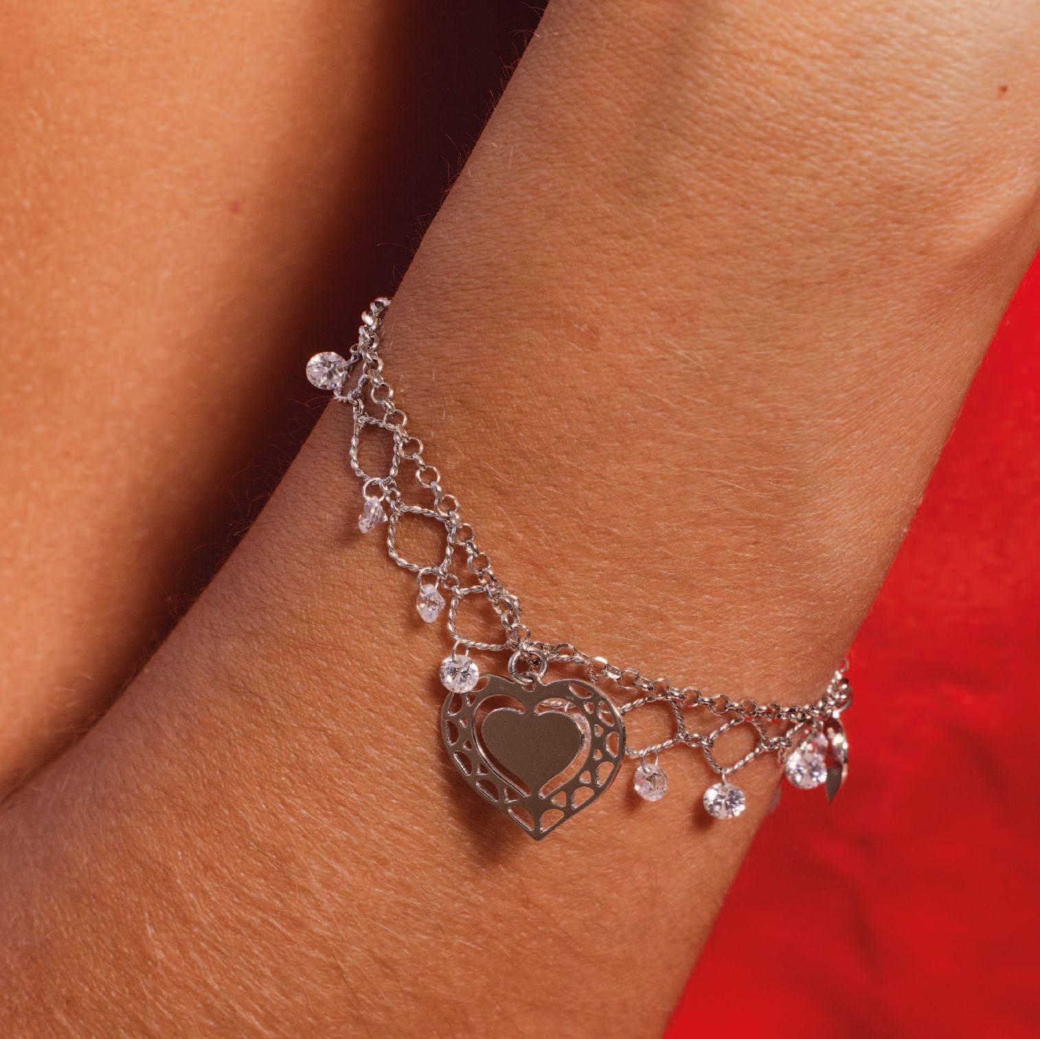 Pulsera de Plata Esterlina 925 Trio Corazones-3