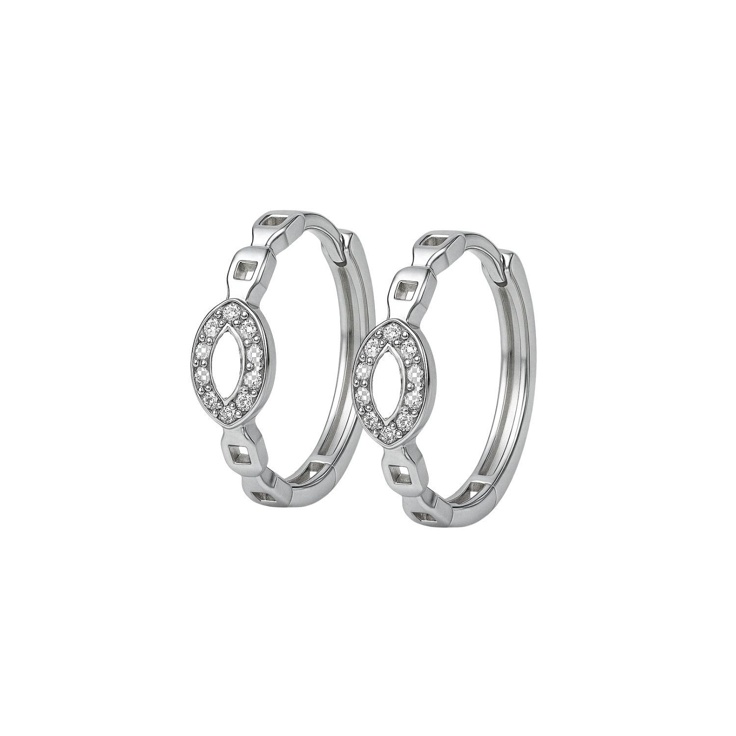 Aros de Plata Esterlina 925 Argollas Cadena con Circonita-0
