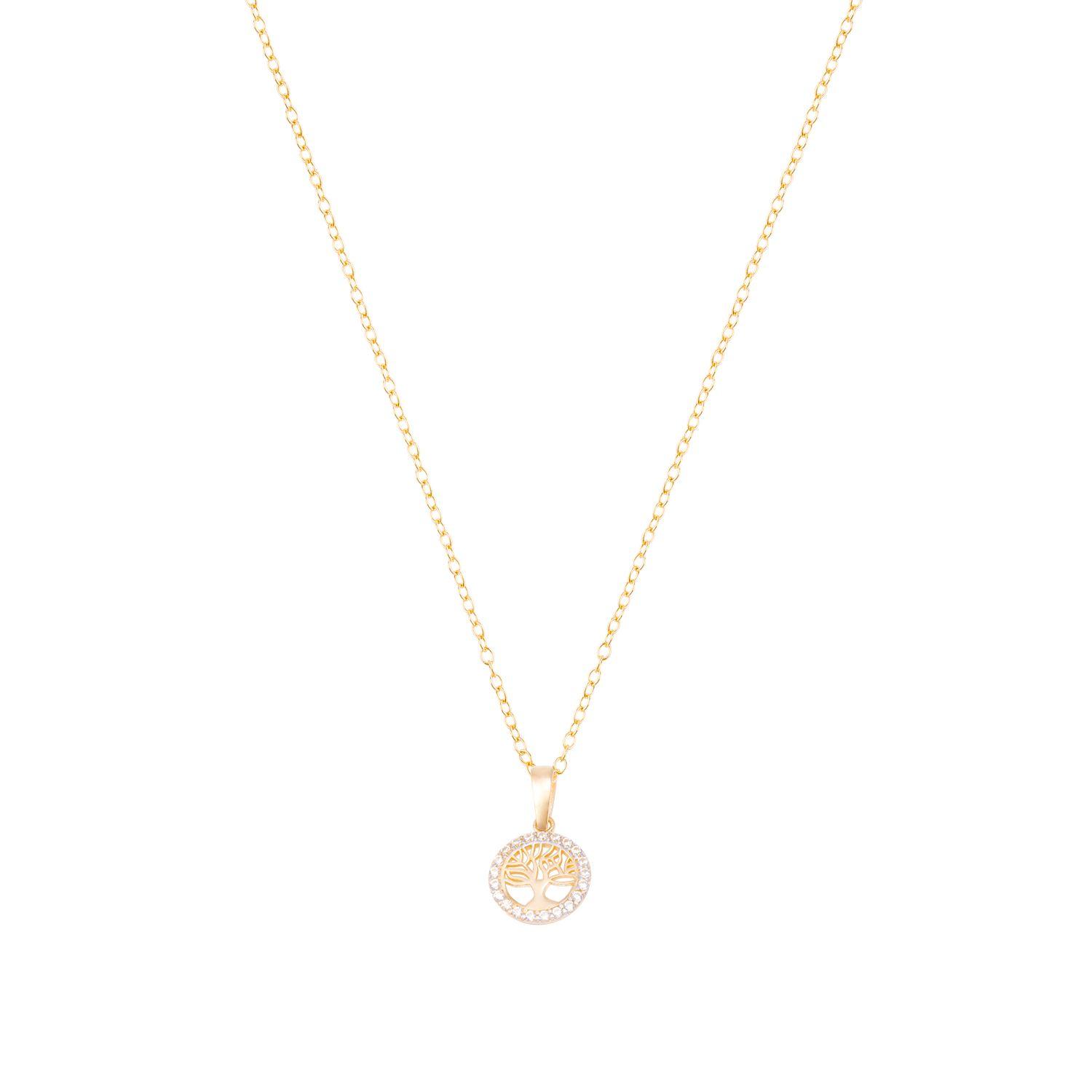 Collar de Oro de 18kt Circonita arbolito de vida-2