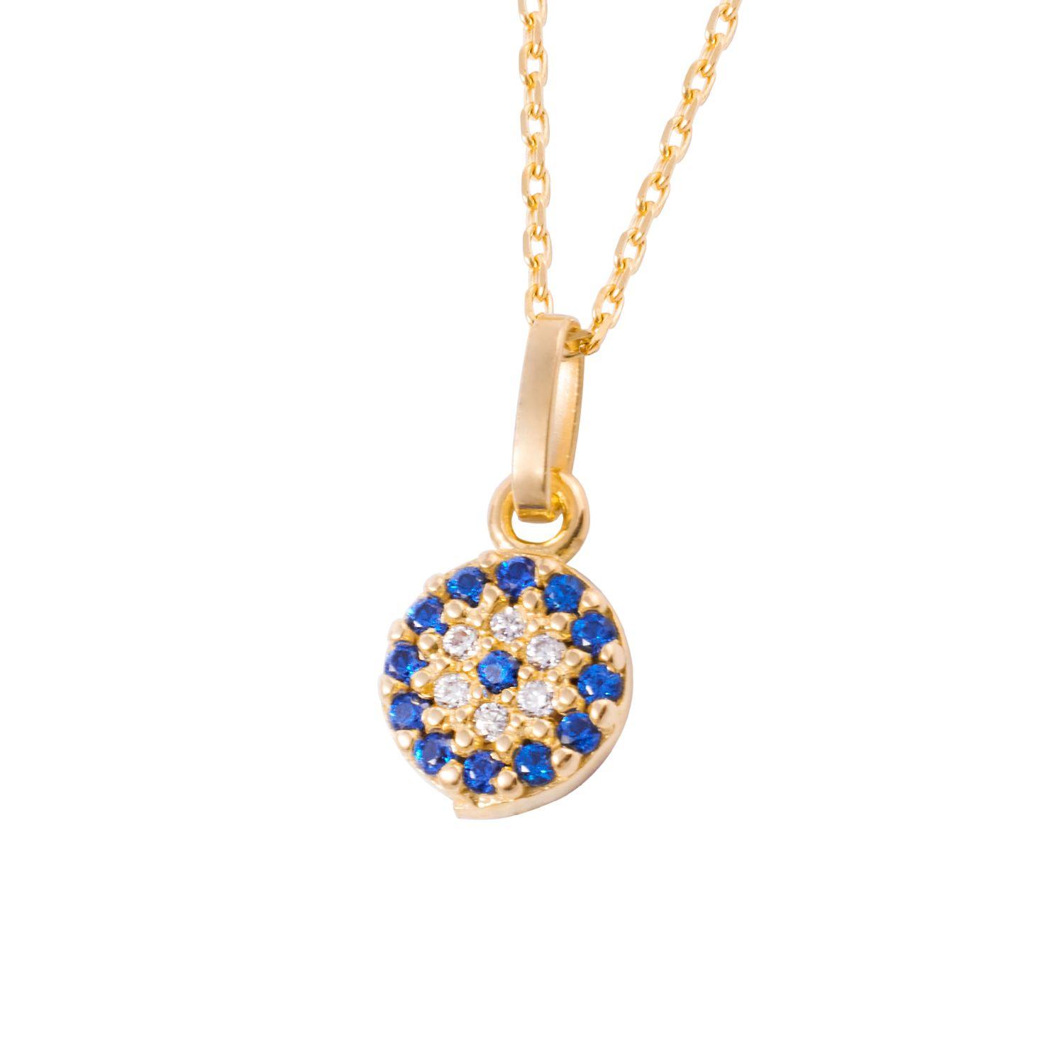 Collar de Oro 18kt Sello Circonita y Zafiros-2
