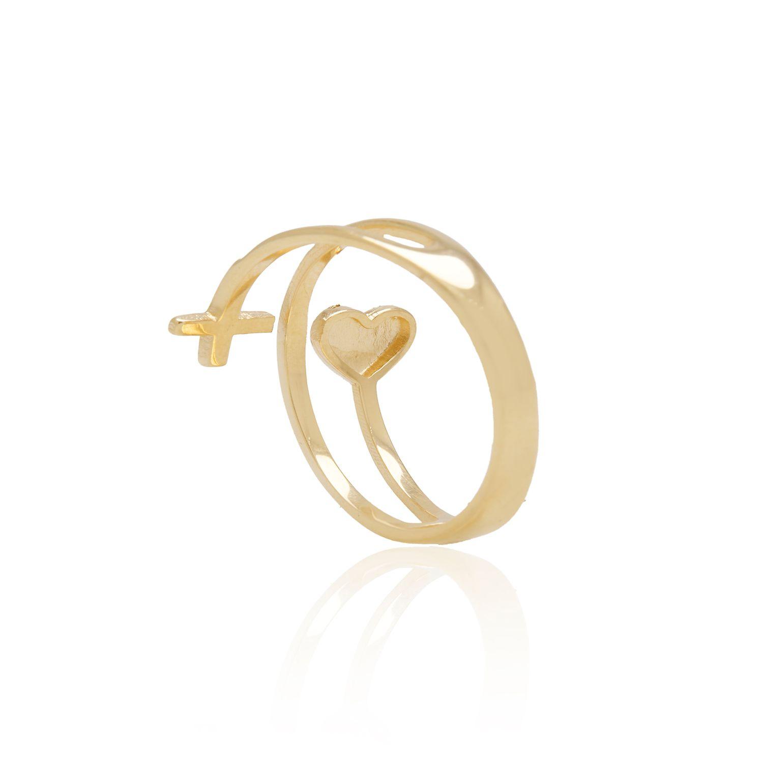 Anillo de Oro 18kt Modelo Corazón Satinado,Cruz-1