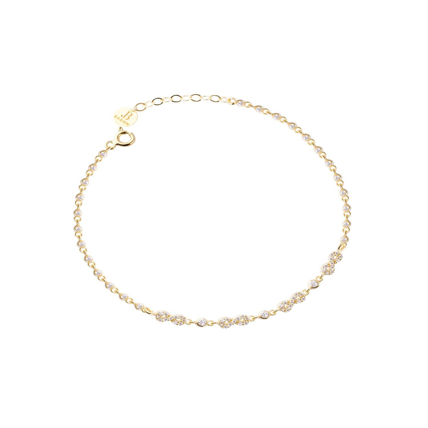 Pulsera Plata Esterlina 925 Cuatro Infinitos Revestido en Oro 18kt-0