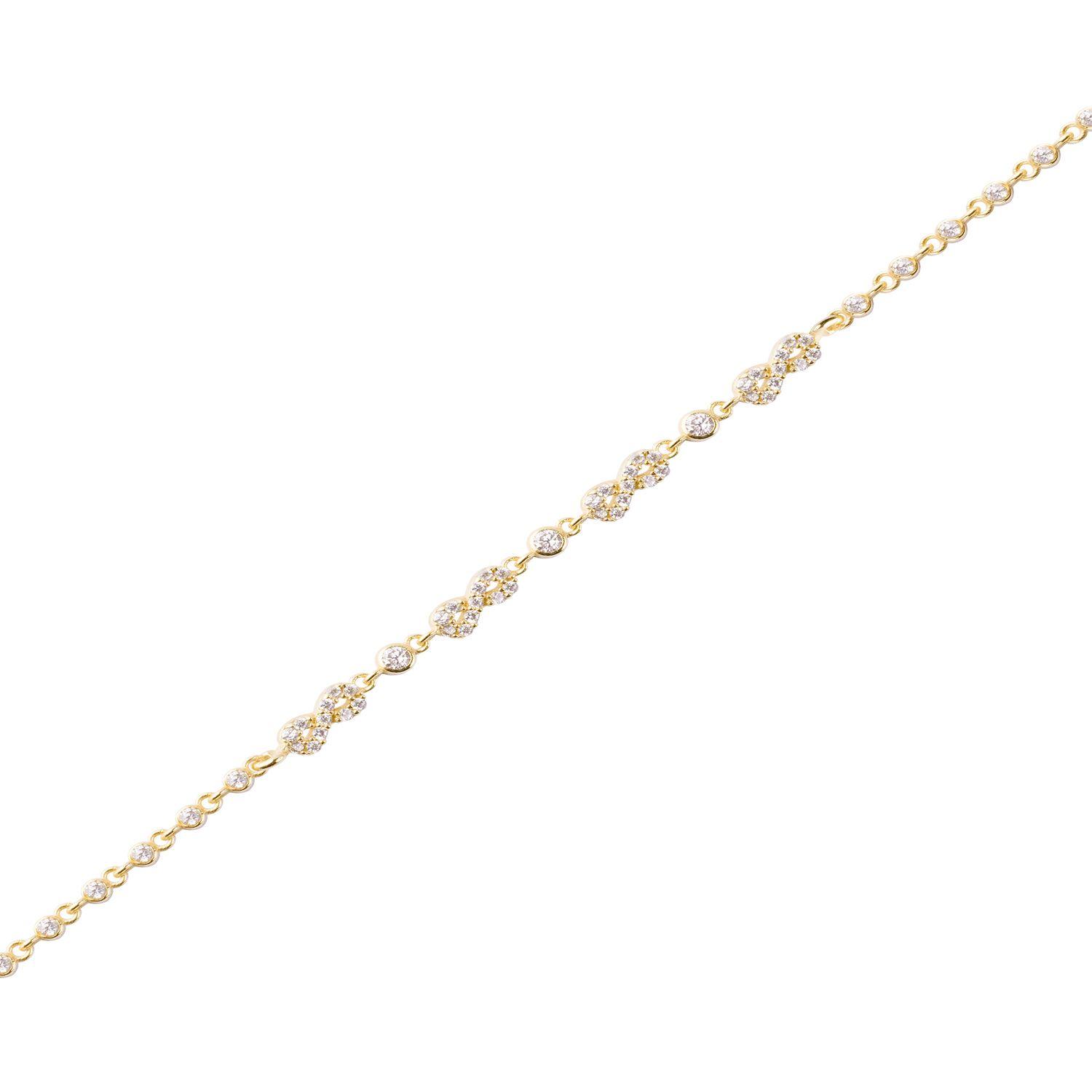 Pulsera Plata Esterlina 925 Cuatro Infinitos Revestido en Oro 18kt-1