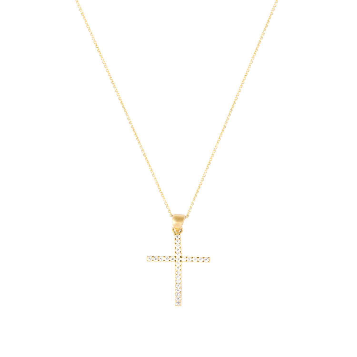 Colgante de Oro 18kt Cruz Circonita-2