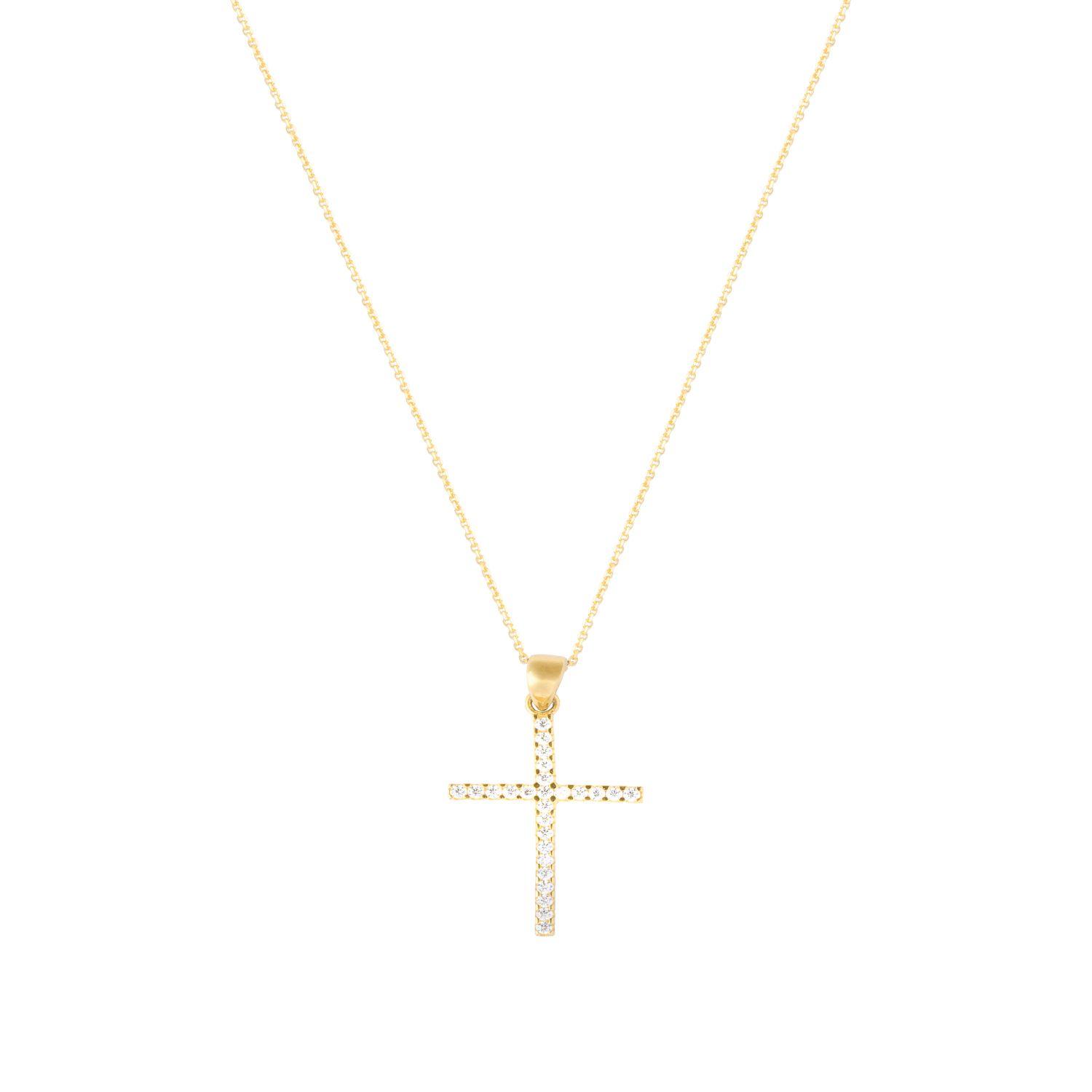 Colgante de Oro 18kt Cruz Circonita-1