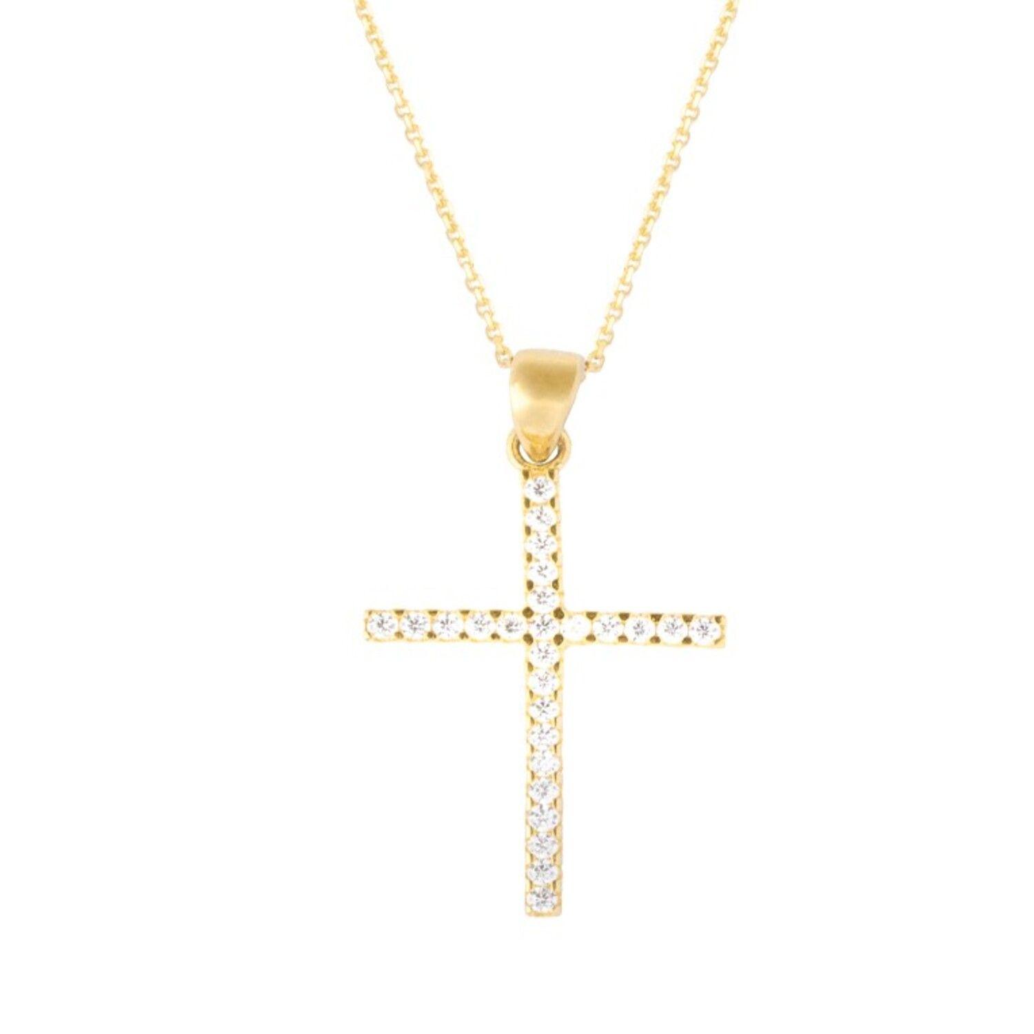 Colgante de Oro 18kt Cruz Circonita-2