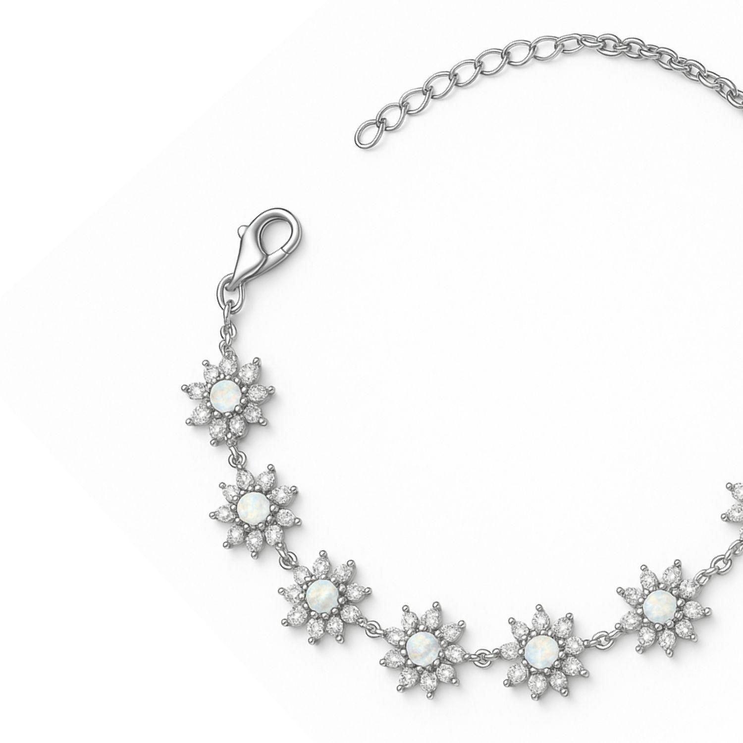 Pulsera de Plata Esterlina 925 Sol de Plata con Circonita-2