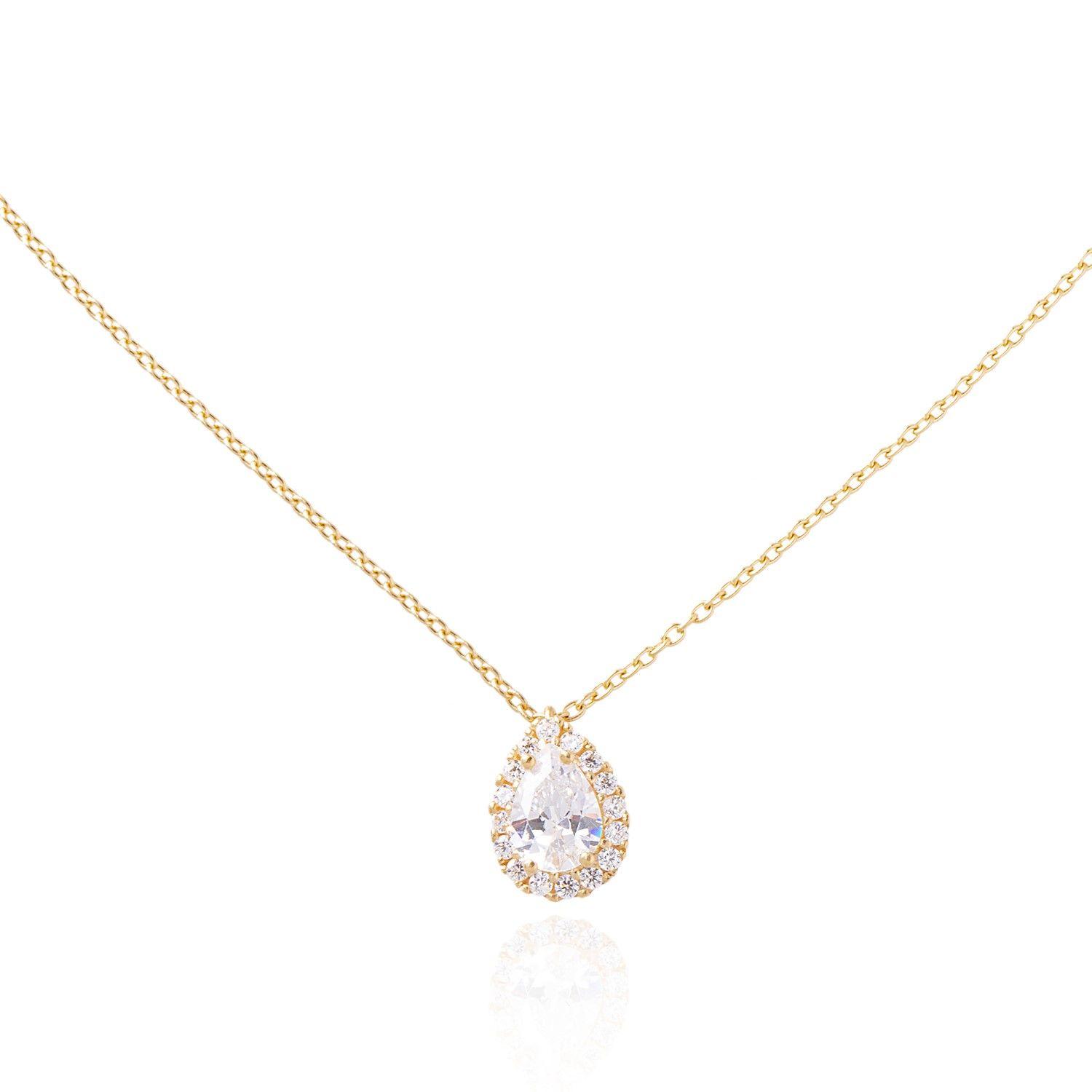 Collar de Oro 18kt  Gota Circón-2