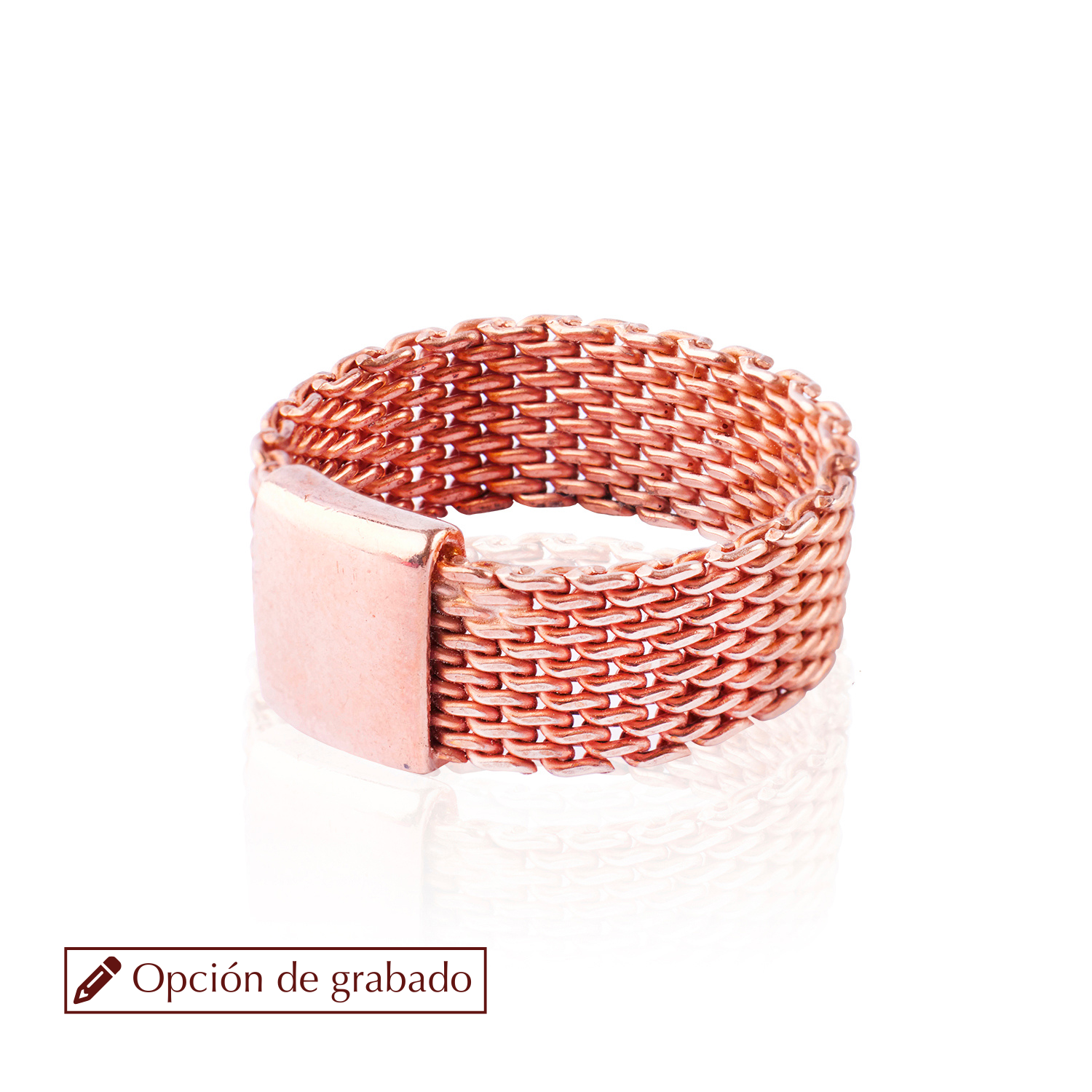 Anillo de Plata Esterlina 925 Placa Rose Revestido Oro 18kt-0