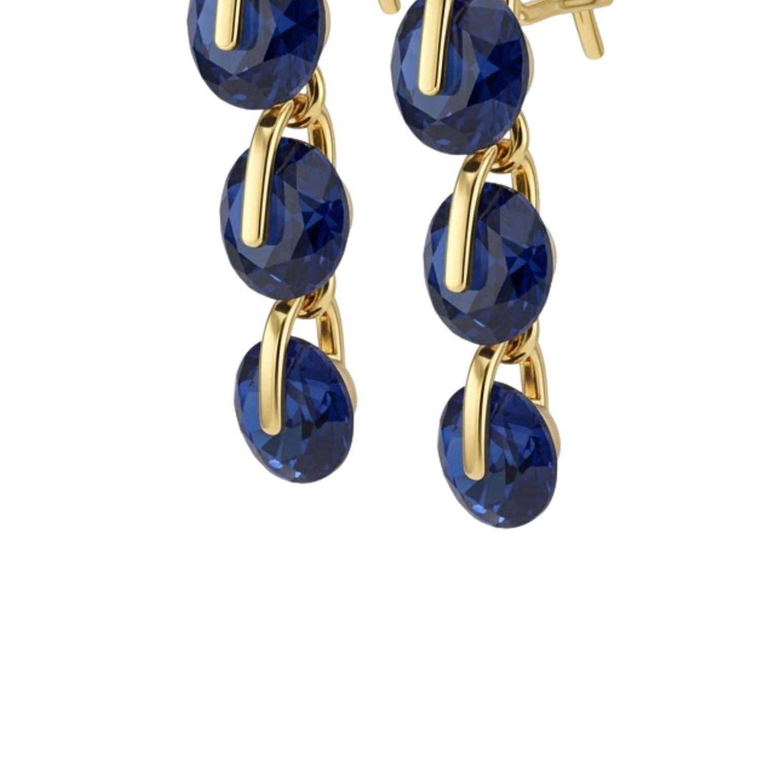 Aros Oro Miel 18kt Cascada Zafiro Nocturno-2