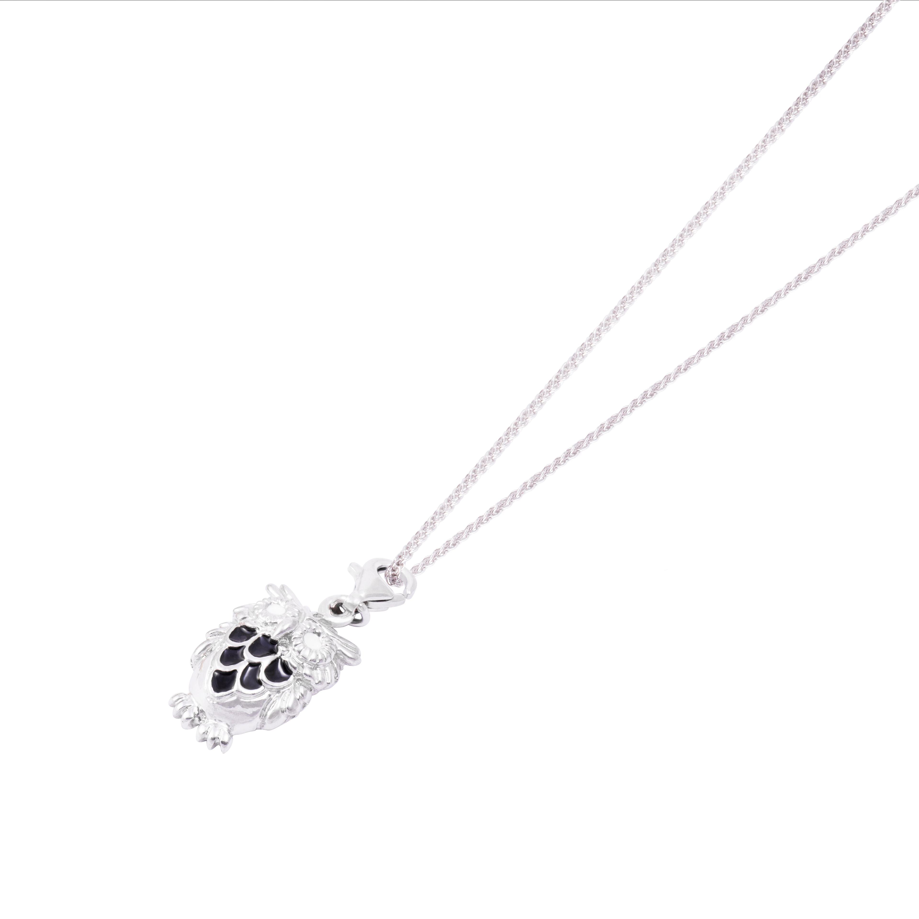 Colgante de Plata Esterlina 925 Buho Negro-2