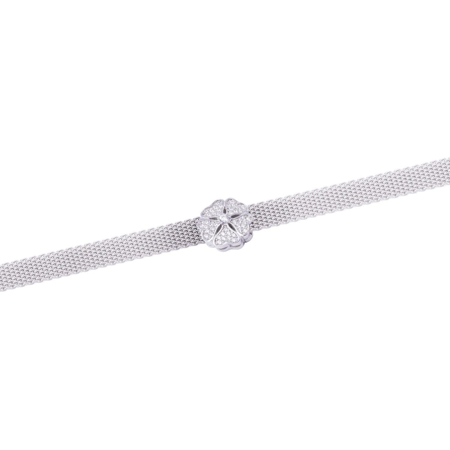 Dije de Plata broche Trébol 5 hojas con Circonita-2