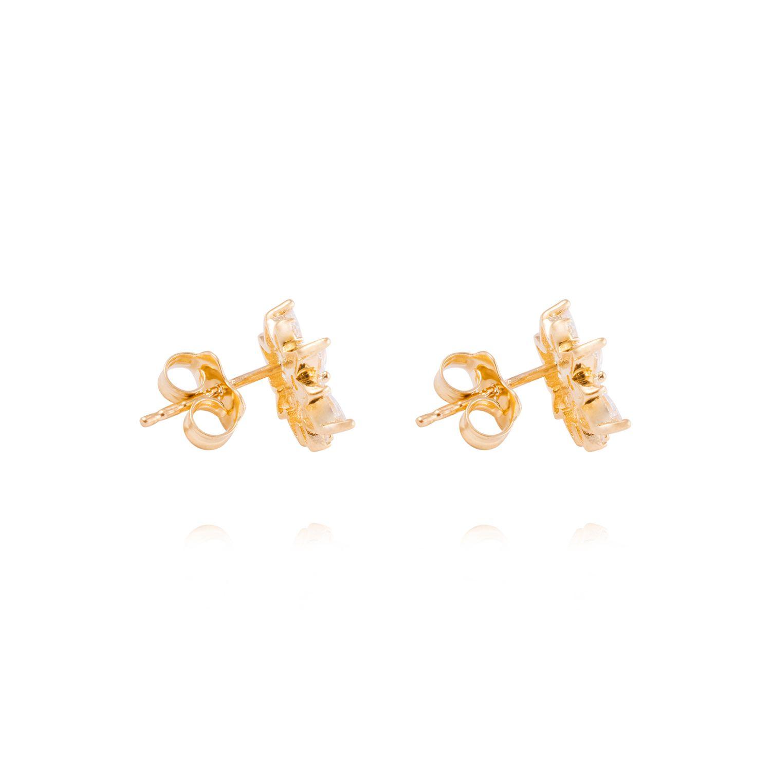 Aros de Oro 18kt Flor Radiante Circón-2