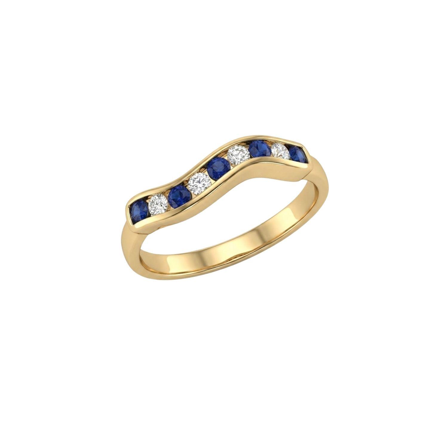 Anillo Oro Miel 18kt Brisa con Zafiros y Circonitas-1