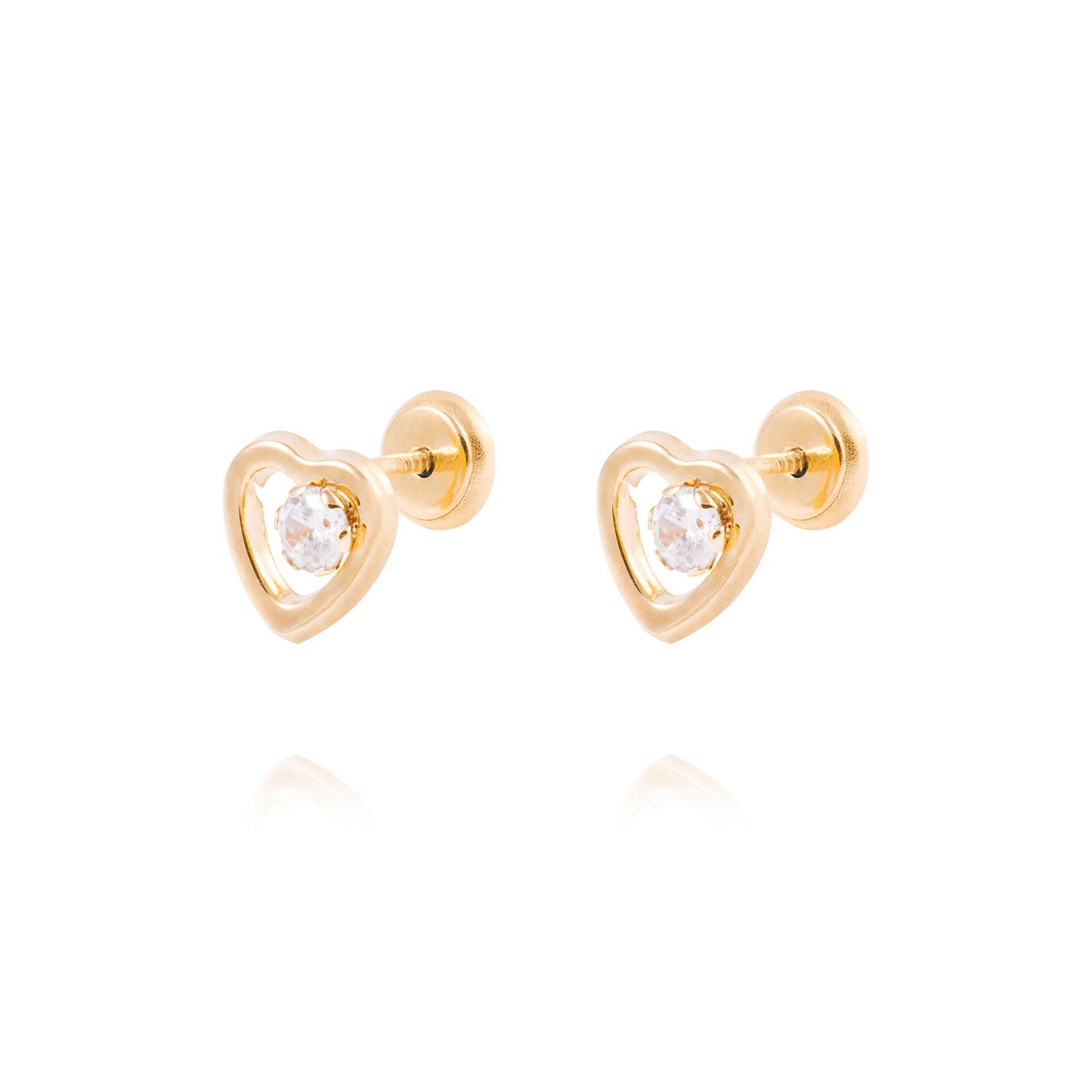 Aros de Oro de 18kt Circones y corazón-0