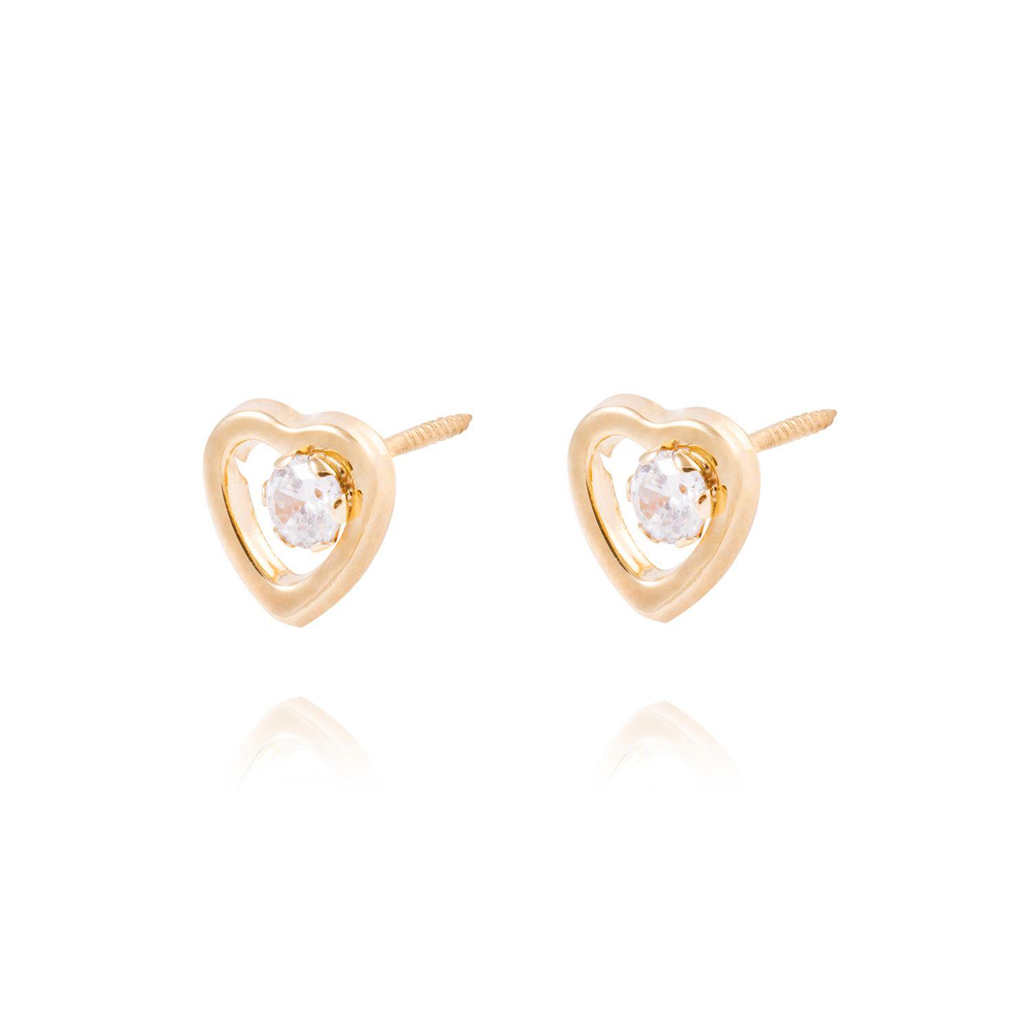 Aros de Oro de 18kt Circones y corazón-1