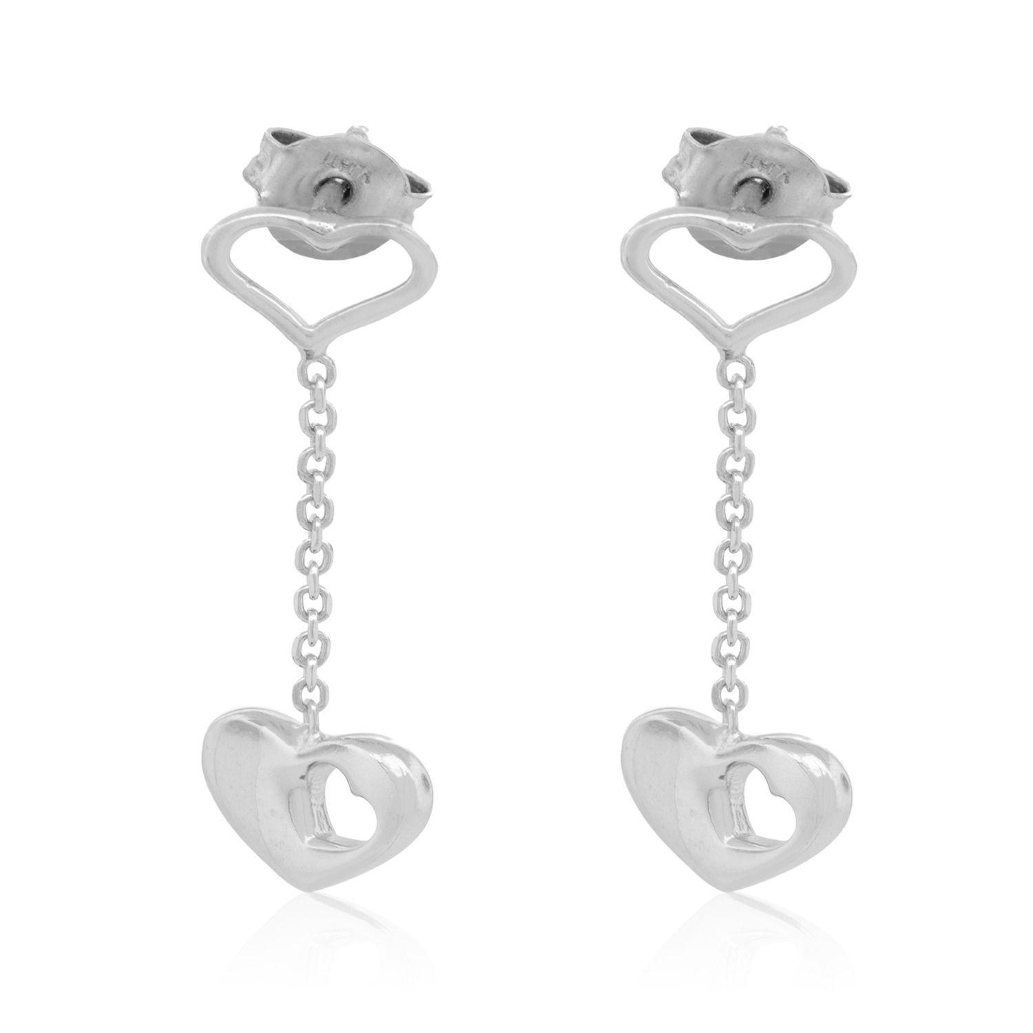 Aros de Plata Esterlina 925 Corazón Cadena-2