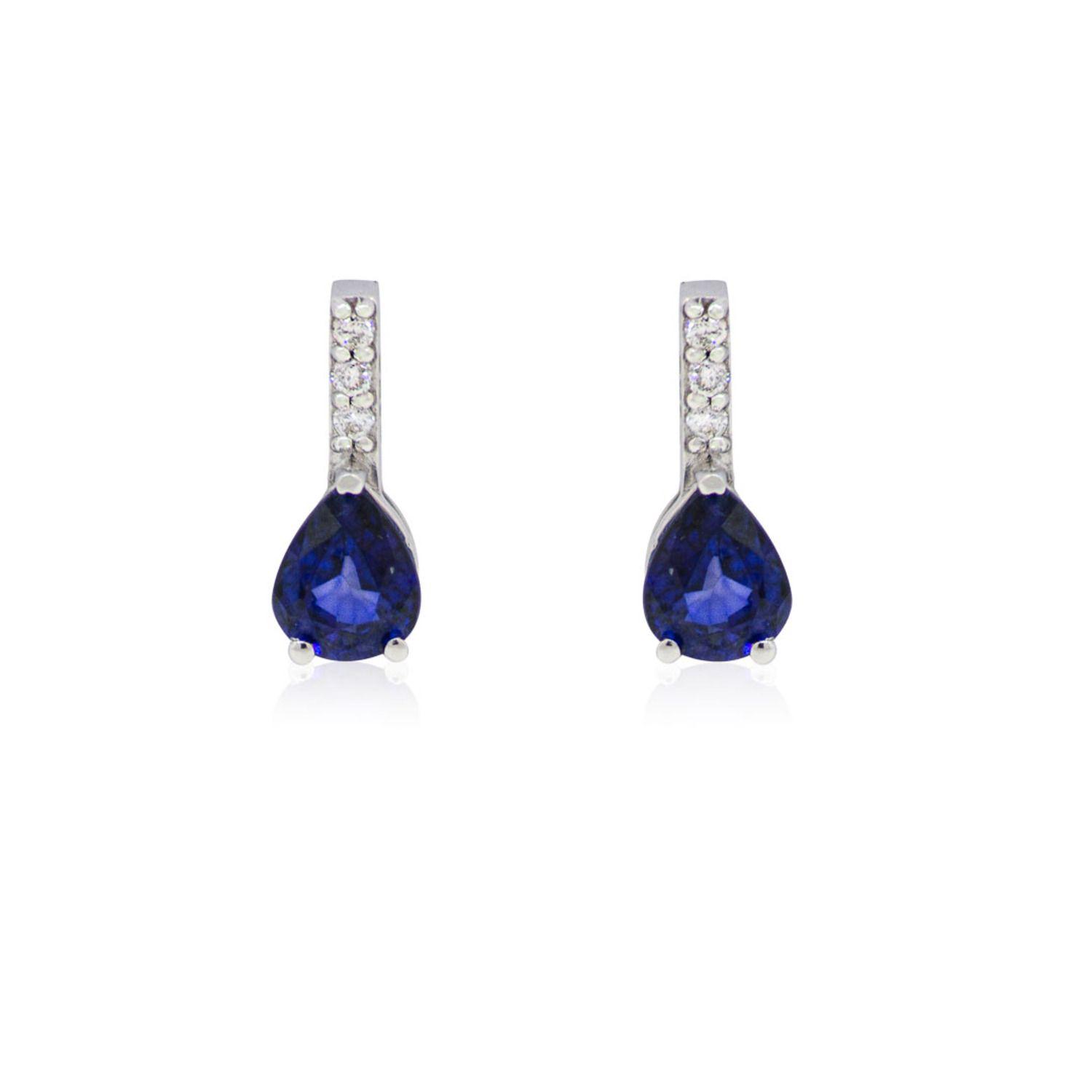 Aros de Oro 18kt con Diamantes 4pts total SI/H 86pts Zafiro-0