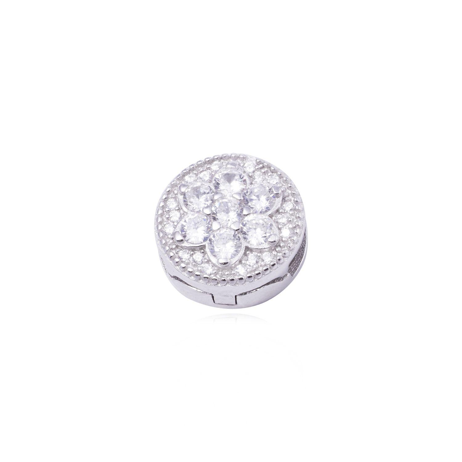 Dije de Plata broche Flor con Circonita-0
