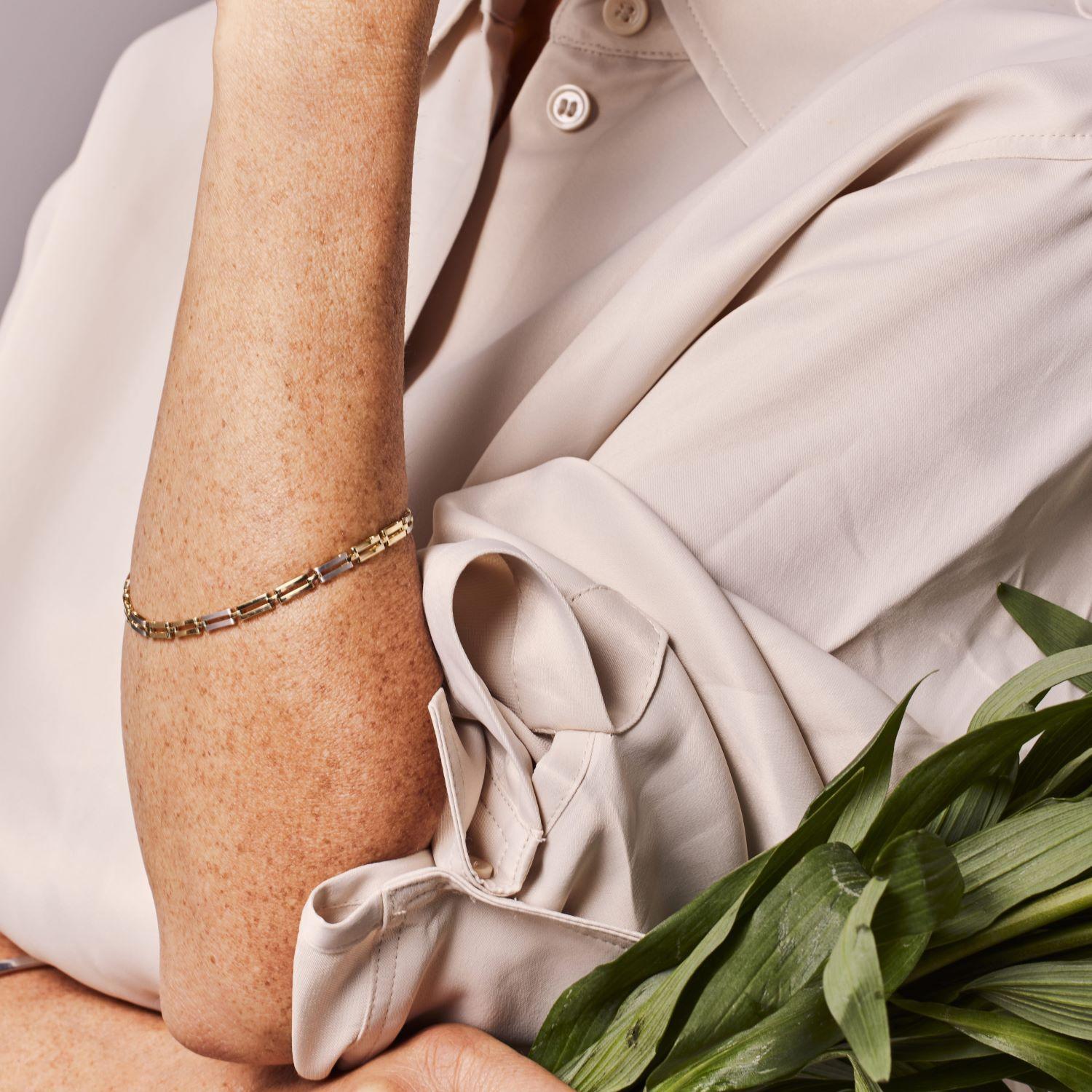 Pulsera de Oro 18kt Eslabon Bitono-3