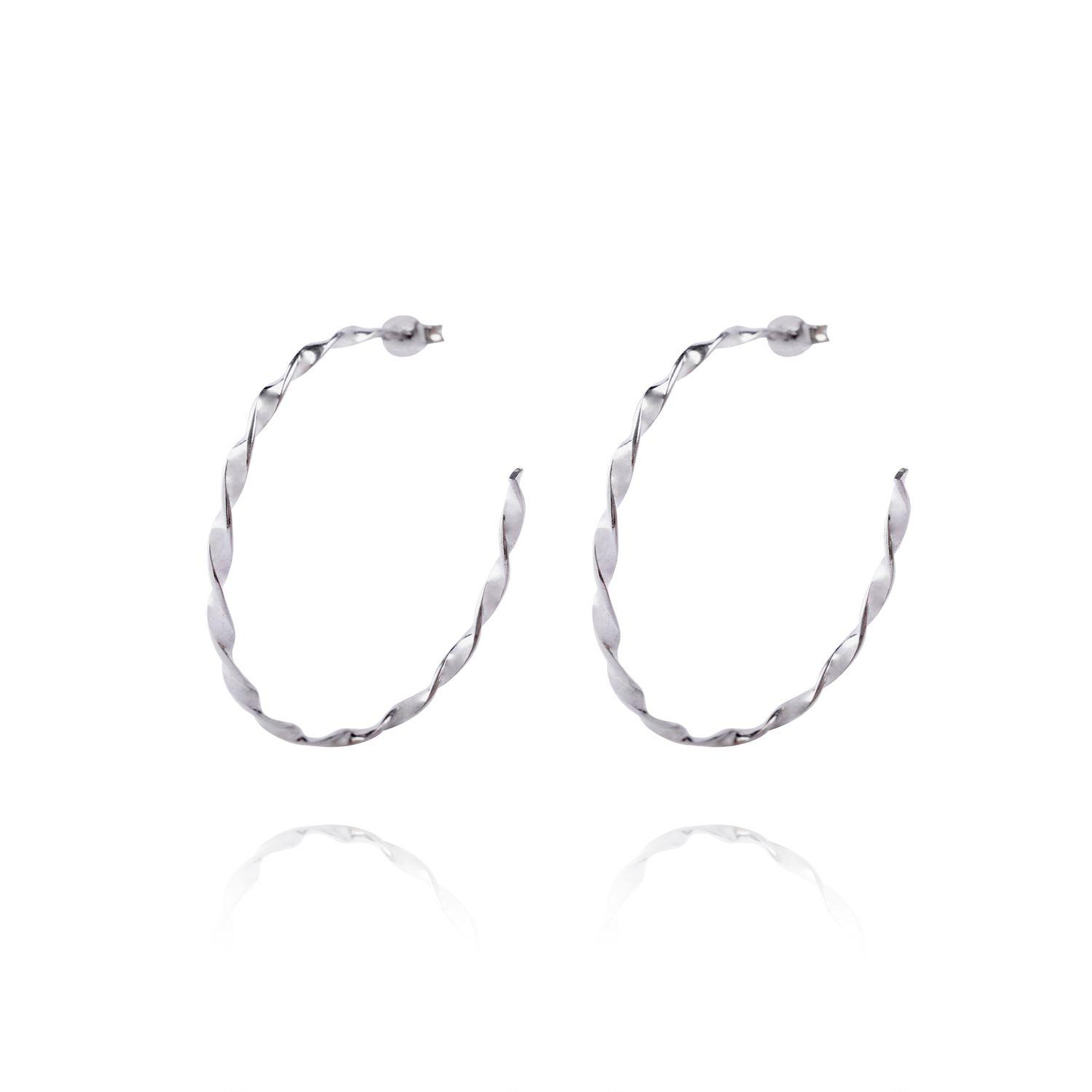 Aros de Plata Esterlina 925 Argollas Doblada-2