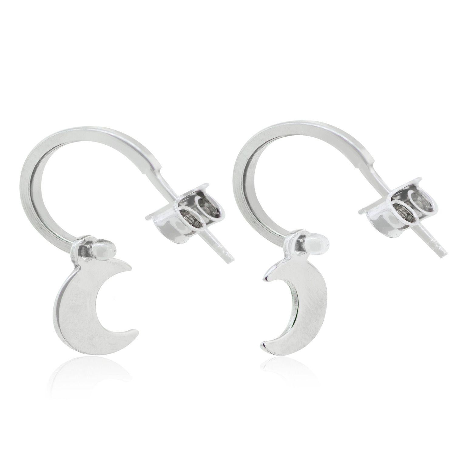 Aros de Plata Esterlina 925 Argollas Luna-1