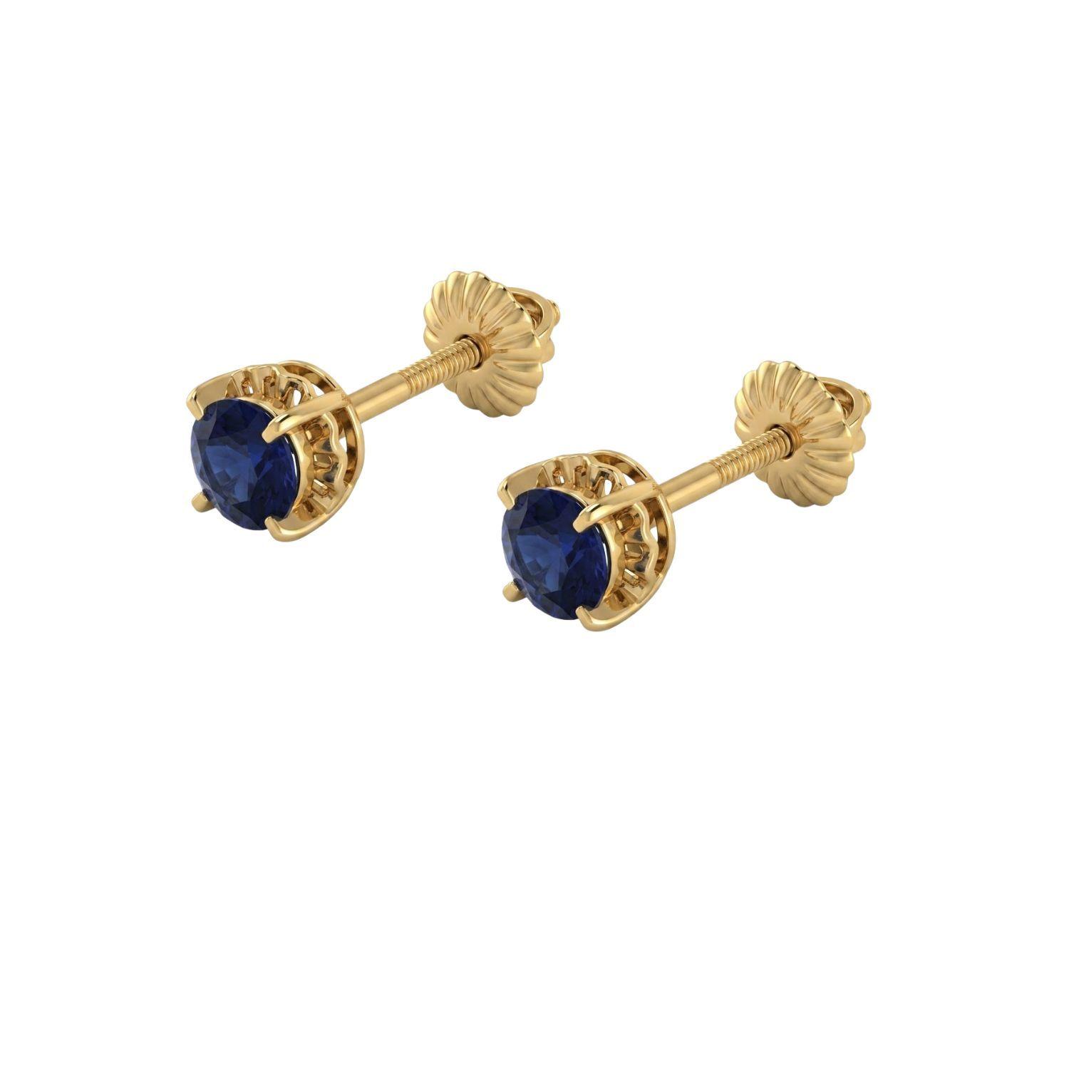 Aros Oro Miel 18kt Chatón con Zafiro 4 mm-0