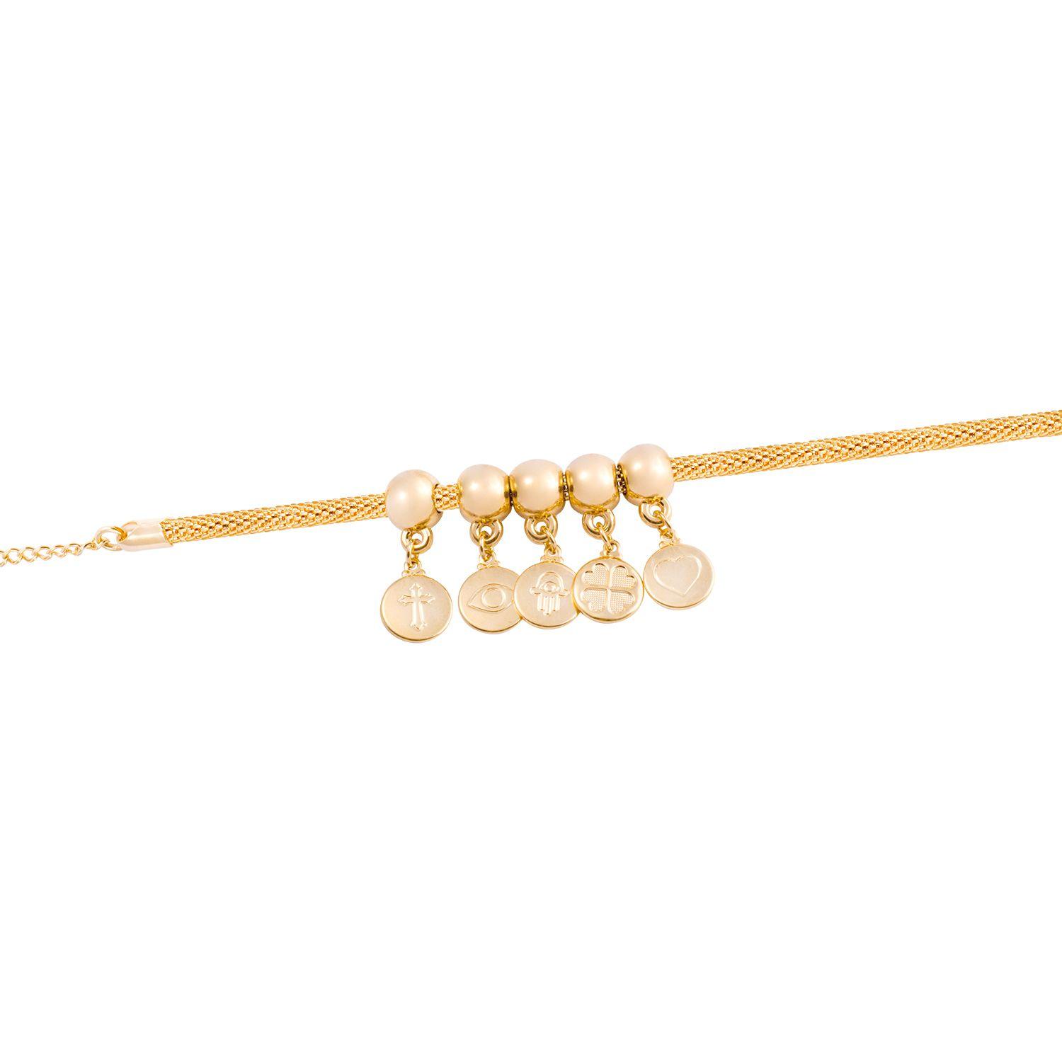 Pulsera de Plata Esterlina 925 Protectora dijes Bañado en Oro 14kt-1