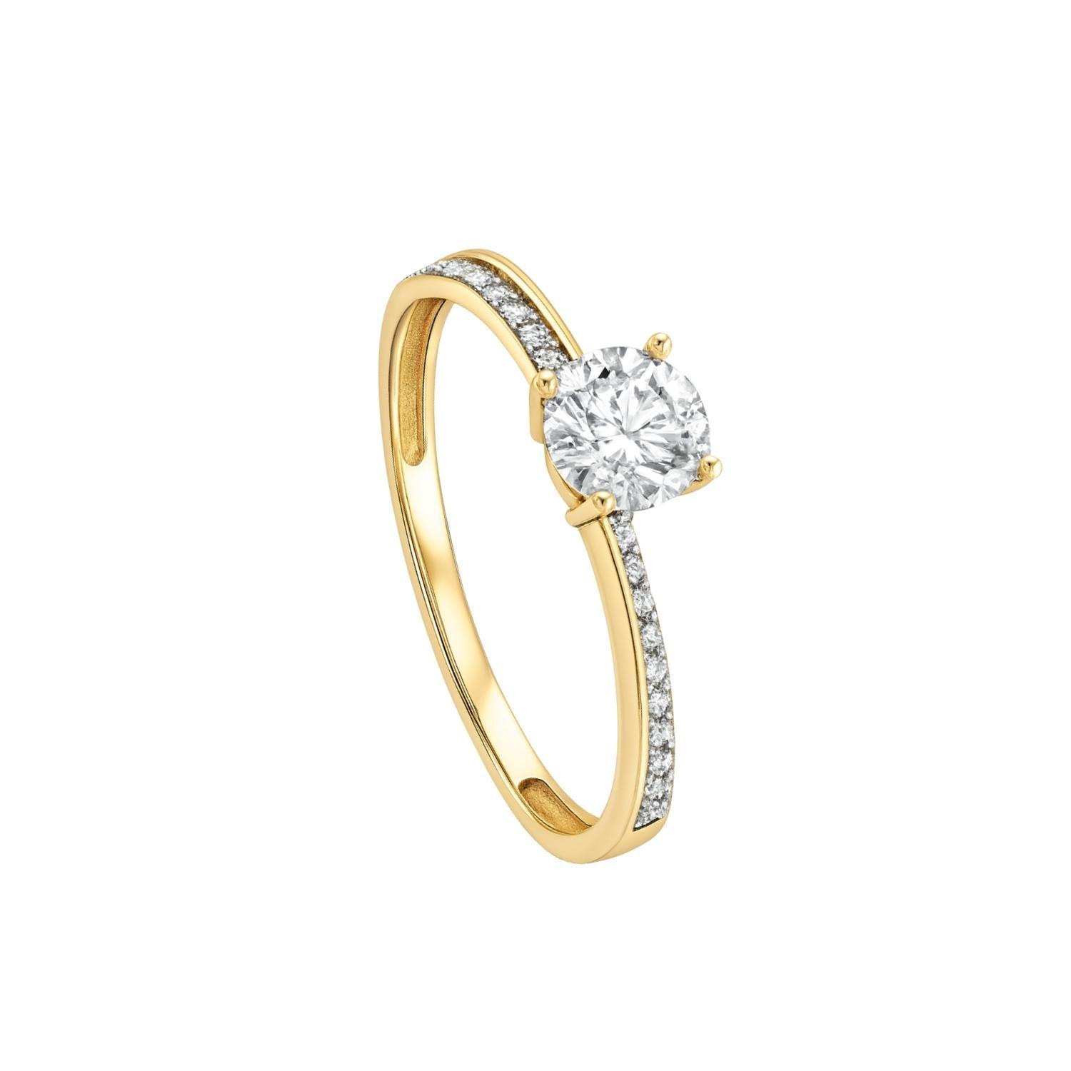 Anillo Compromiso de Oro 18Kt Cintillo Cruzado Circón 4MM-2