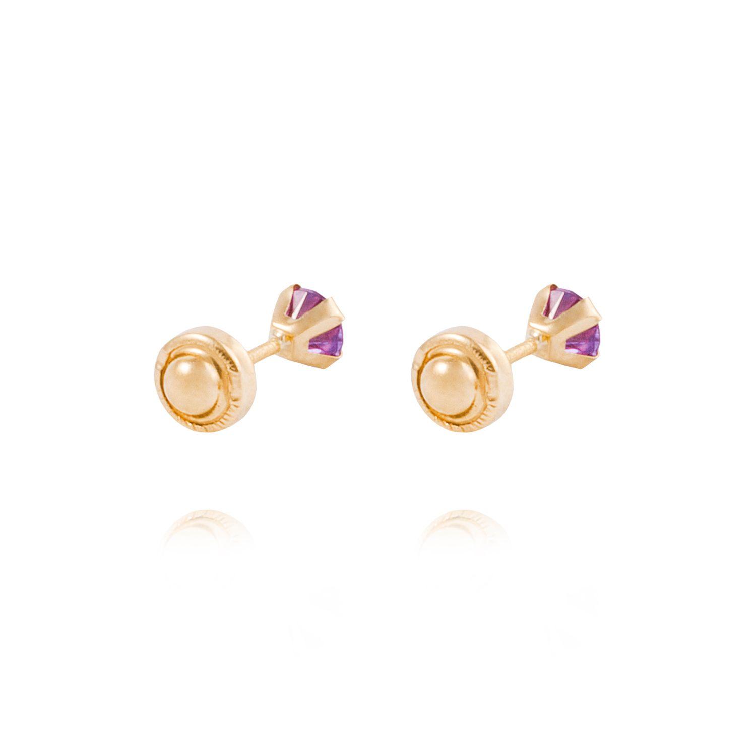 Aros de Oro 18kt Amatista 4,0mm Modelo Abridor-2