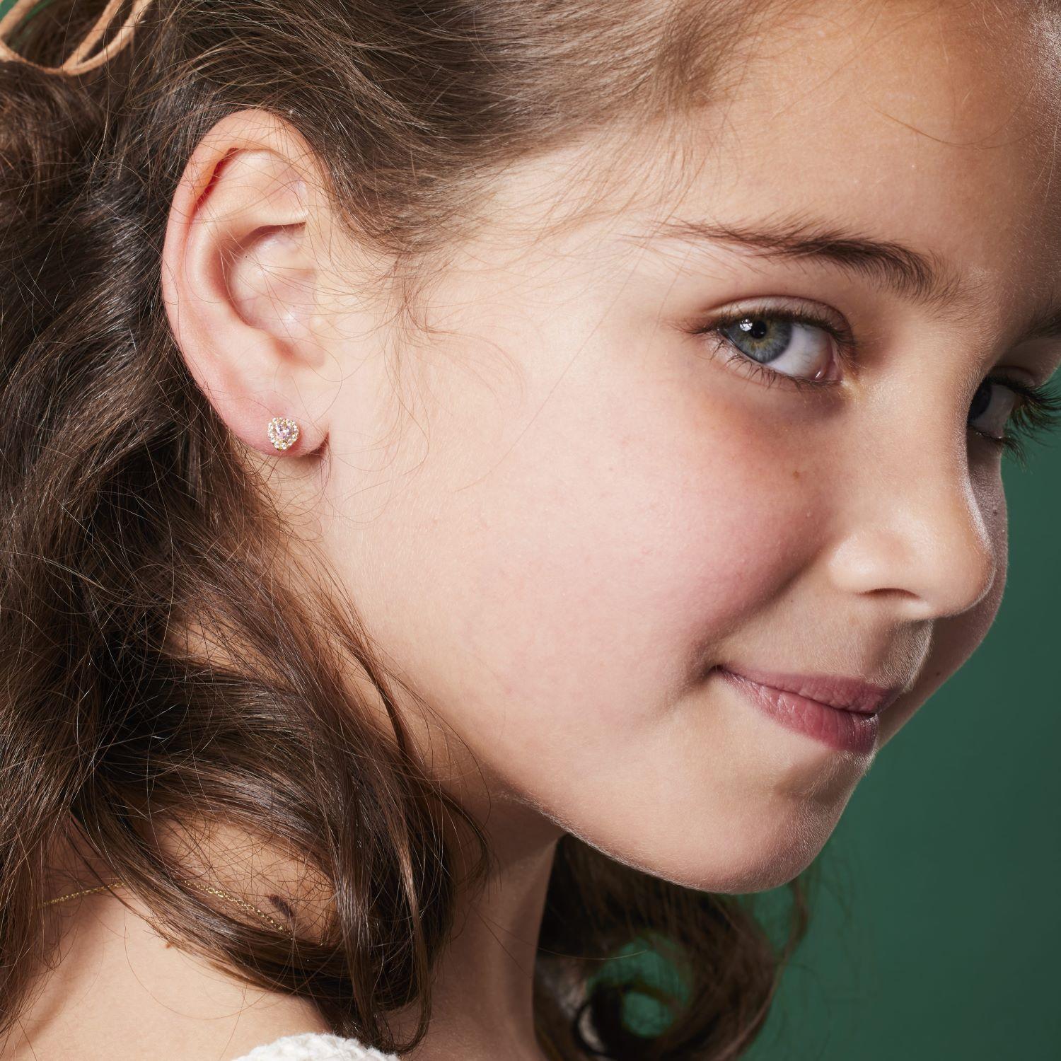 Aros de Oro de 18kt Corazón de Rosa Francia-3