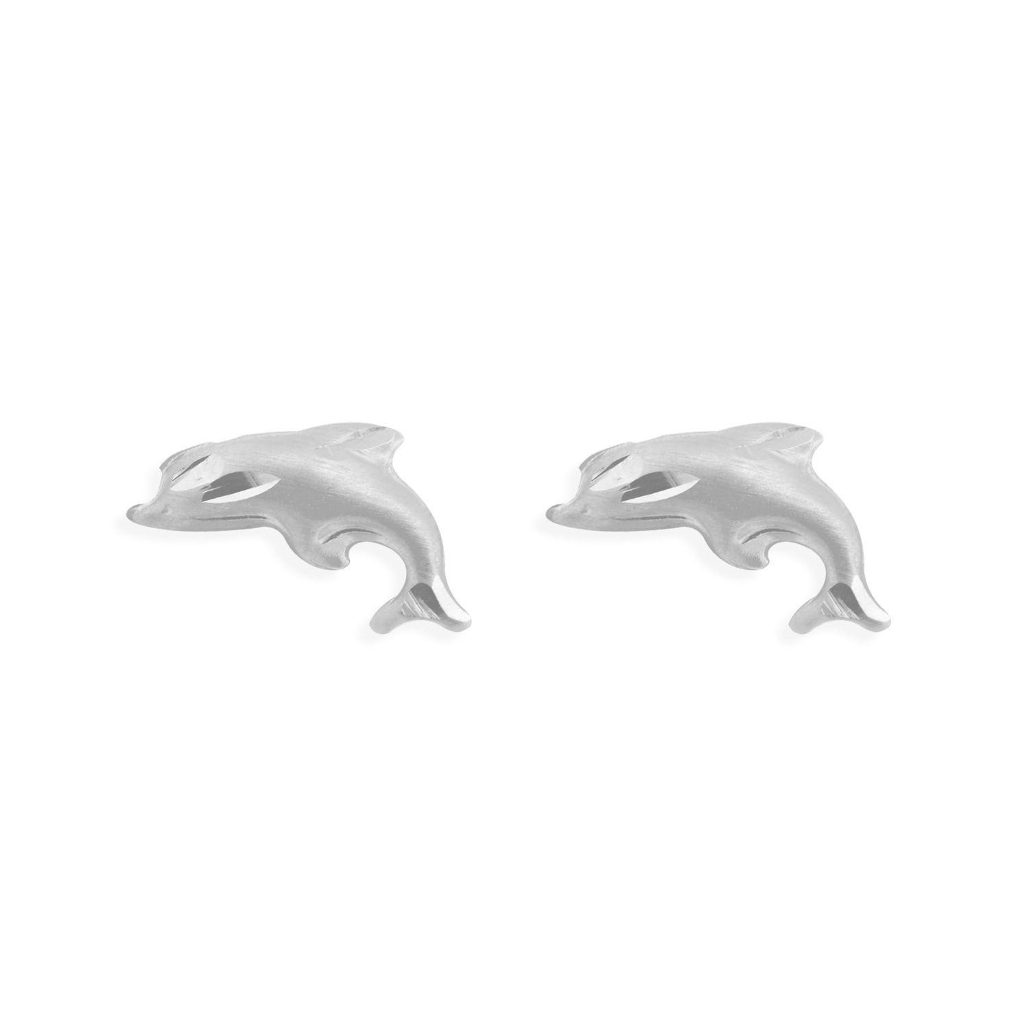 Aros de Plata Esterlina 925 Delfin Satinado-0